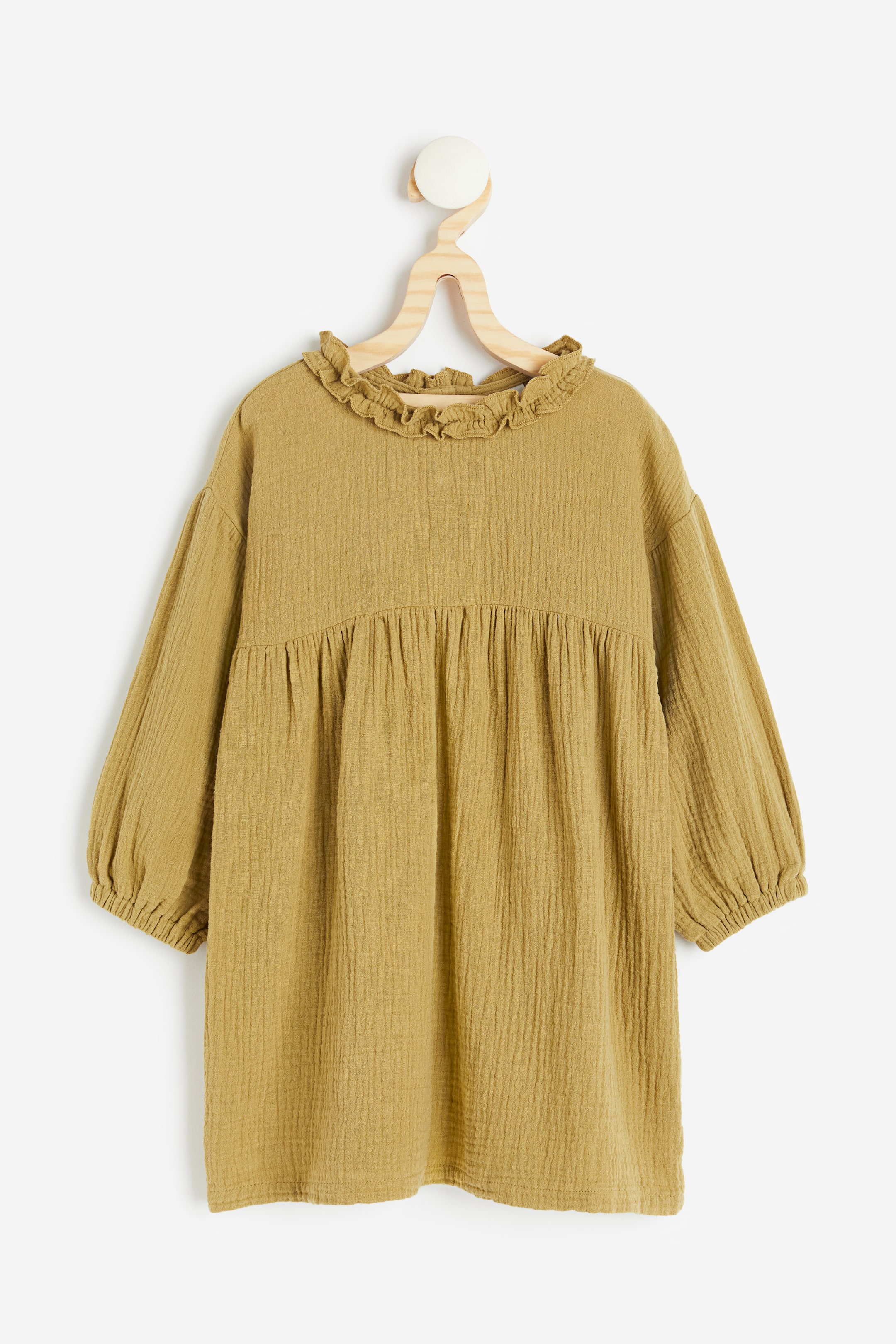 Balloon-sleeved Cotton Dress