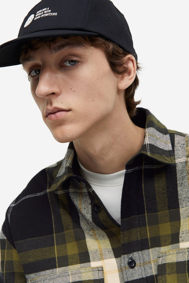 Relaxed Fit Overshirt - Dark green/Black/Black/Brown checked - 7