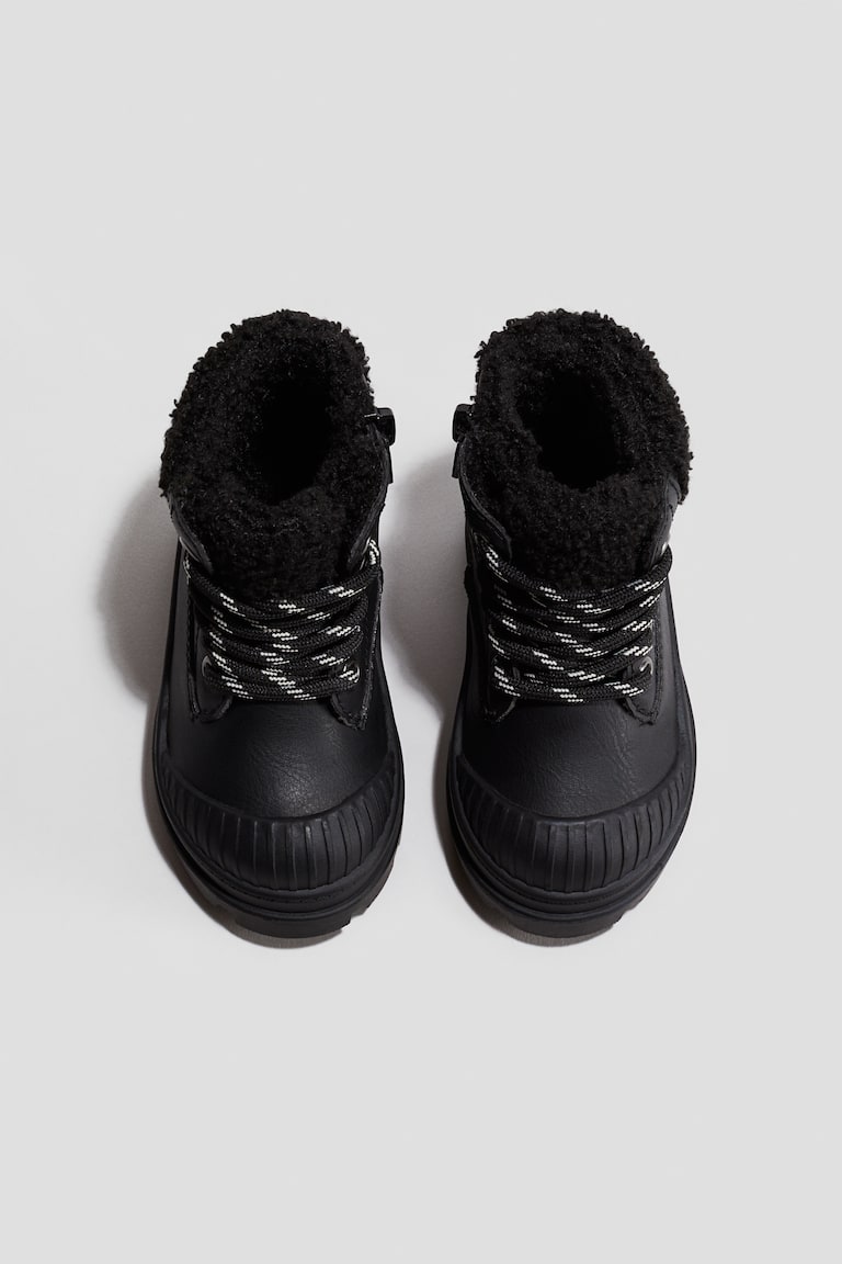Waterproof chunky lace-up boots Black Kids H&M - Main Image