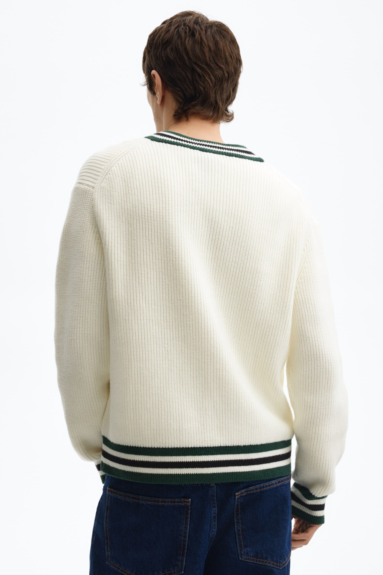 Relaxed Fit Rib-knit jumper - Cream/Stripes - 3