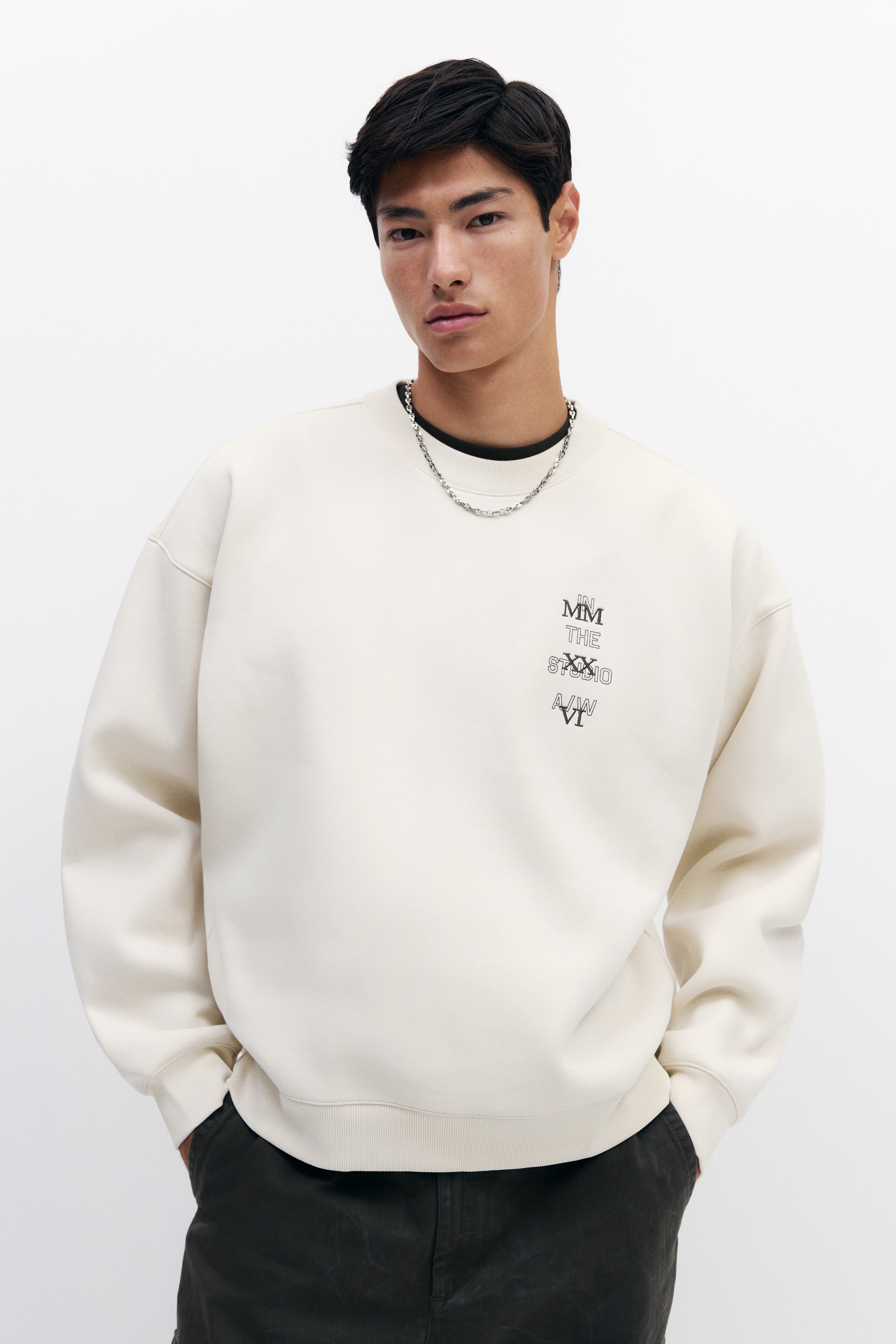 H & M - Oversized Fit Printed sweatshirt - ベージュ H & M - Oversized Fit Printed sweatshirt - ベージュ