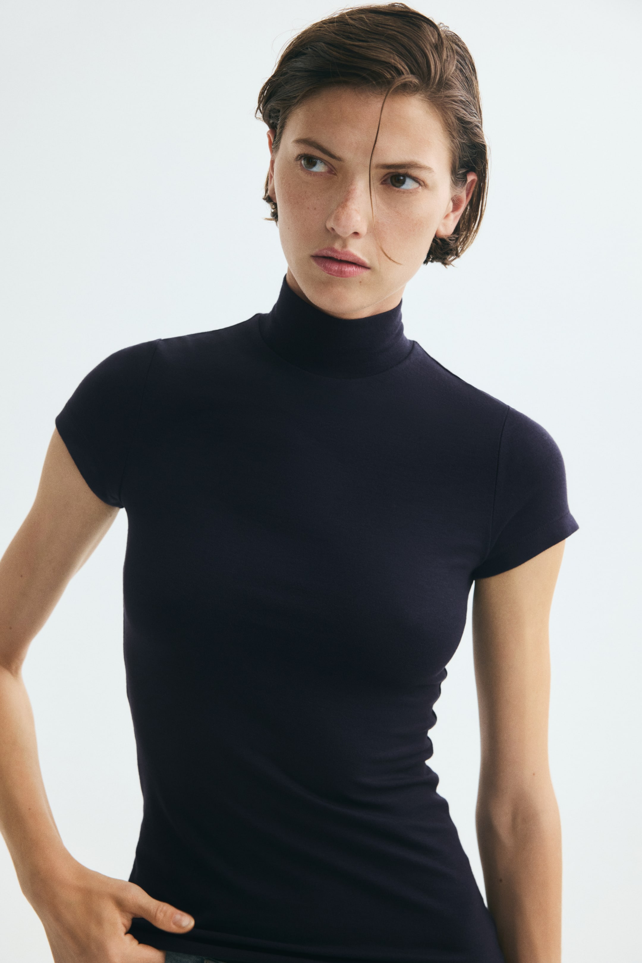 Mock Turtleneck Viscose Top