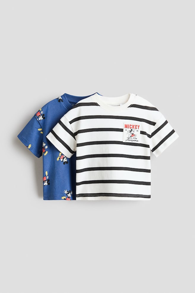 2-Pack Printed T-Shirts - Blue/Mickey Mouse/Light green/Mickey Mouse/Cream/Mickey Mouse - 1