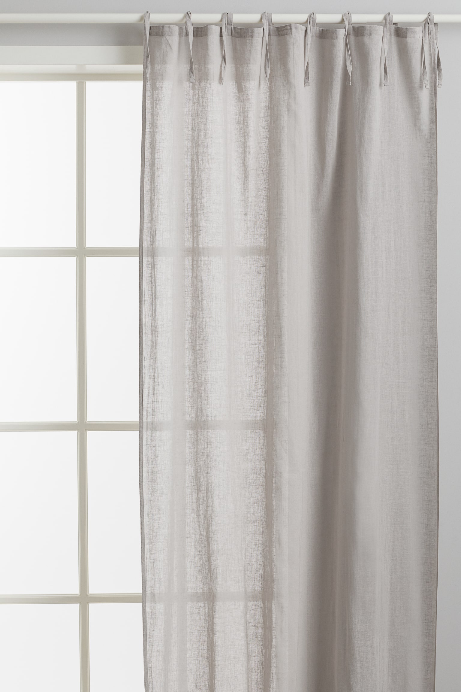 2-pack linen-mix curtains - Light greige/White/Light beige - 1