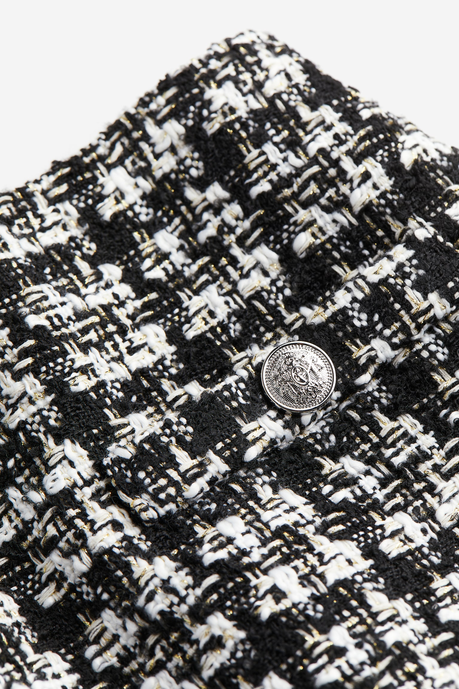 Chân váy mini vải bouclé - Màu đen/Kẻ ca rô - 2