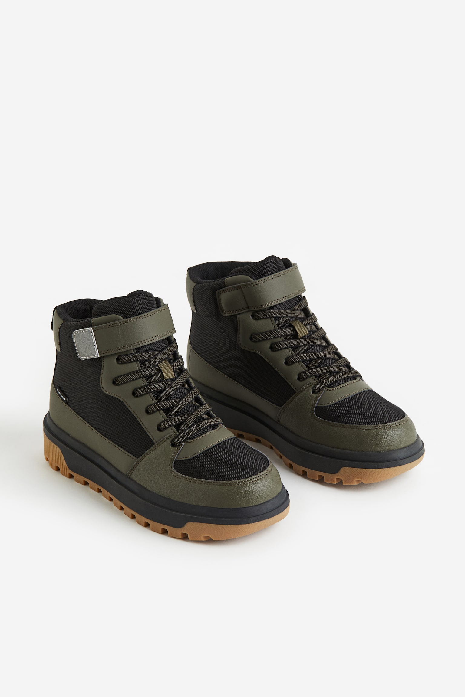 Waterproof Hi Top Sneakers - Dark khaki green/Black - 1