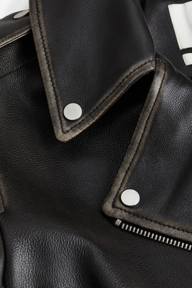 Leather biker jacket - Black - 8