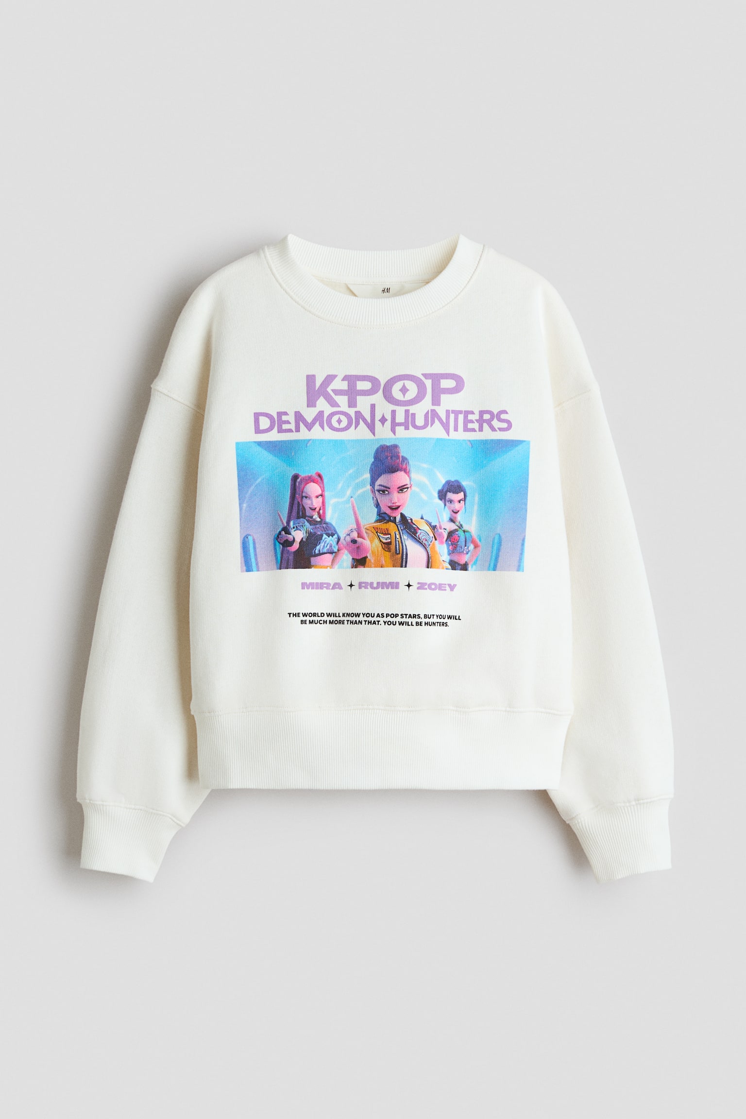 Print-motif sweatshirt - White/KPop Demon Hunters/Light pink/KPop Demon Hunters/Light grey marl/Pompompurin/Dusty purple/Hello Kitty - 1