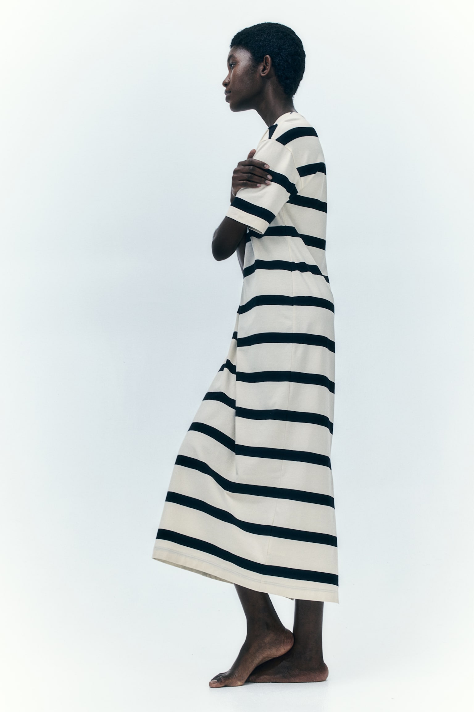 T-shirt dress - Light beige/Striped - 7