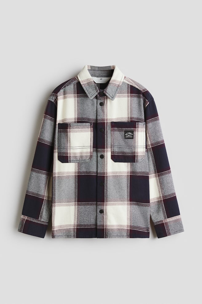 Overshirt i flonel med løs pasform - Marineblå/Ternet - 1