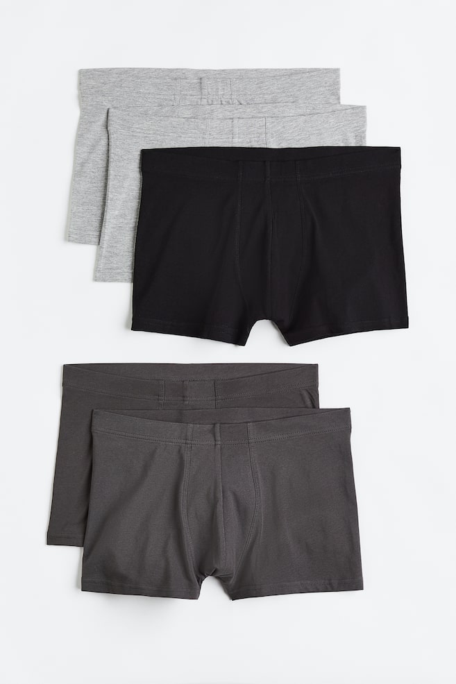5-pack cotton short trunks - Grey/Black/Black/Light blue/Burgundy/Dark grey/Black - 1