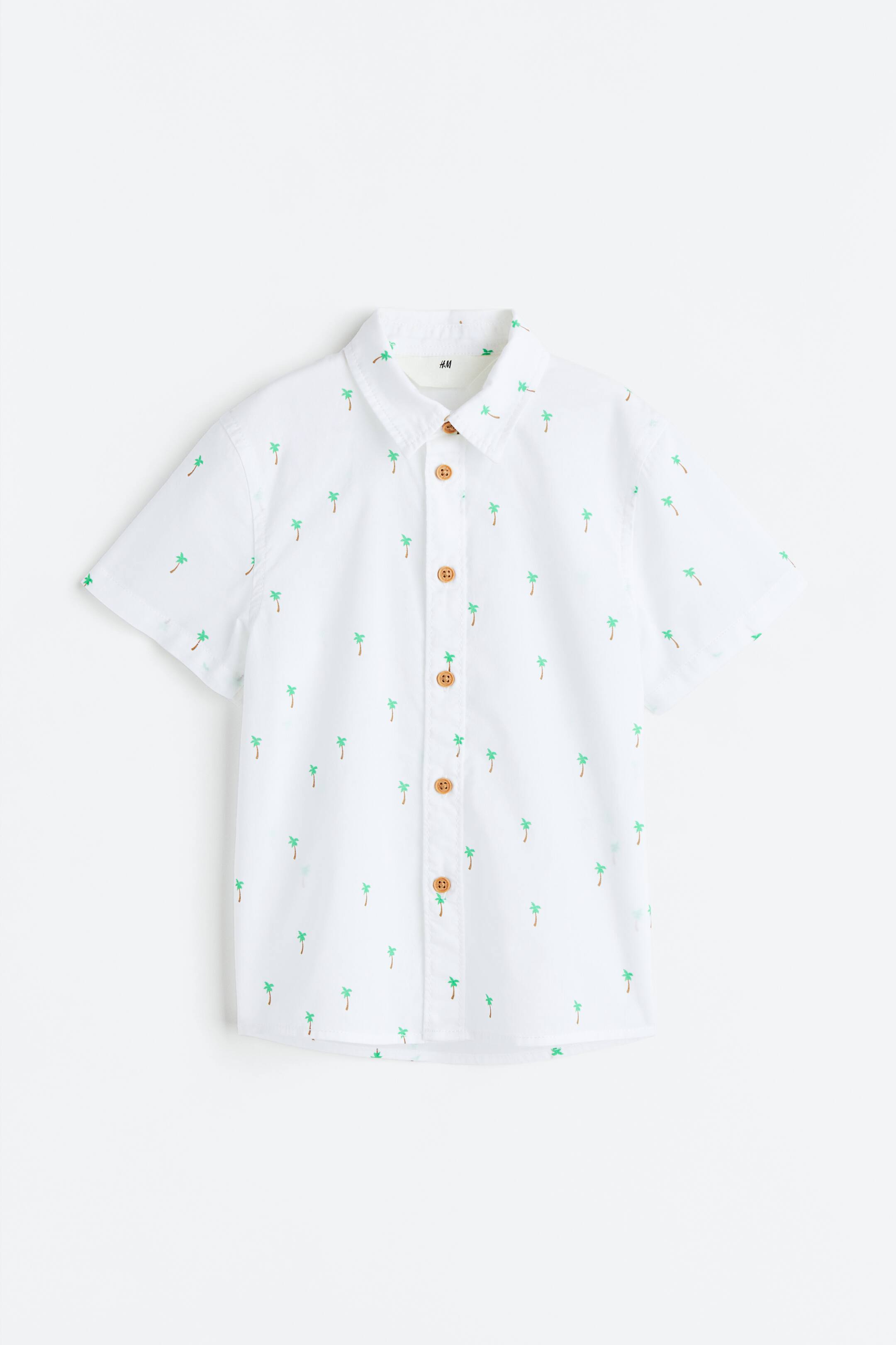 View larger image: Short-sleeved cotton shirt - White/construction vehicles - Kids | H&M PH 1
