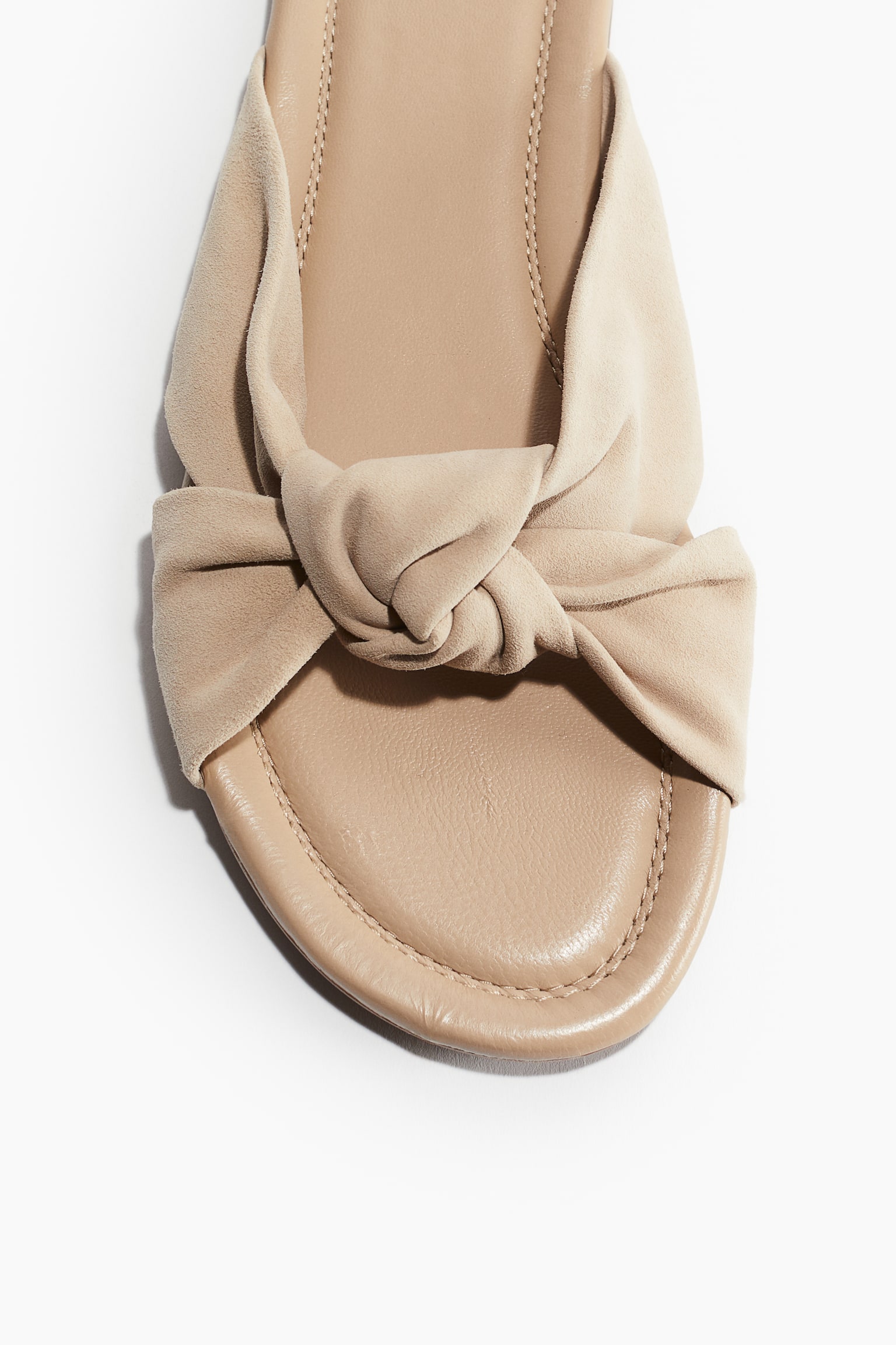 Knot-detail leather sandals - Beige/Black - 3