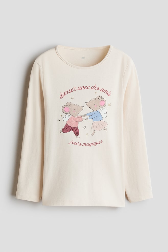 Printed cotton top - Light beige/Mice/Dusty pink/Believe In Magic/Cream/Love/Light pink/Pegasus/Light purple/Rainbows/Light beige/Bow - 1