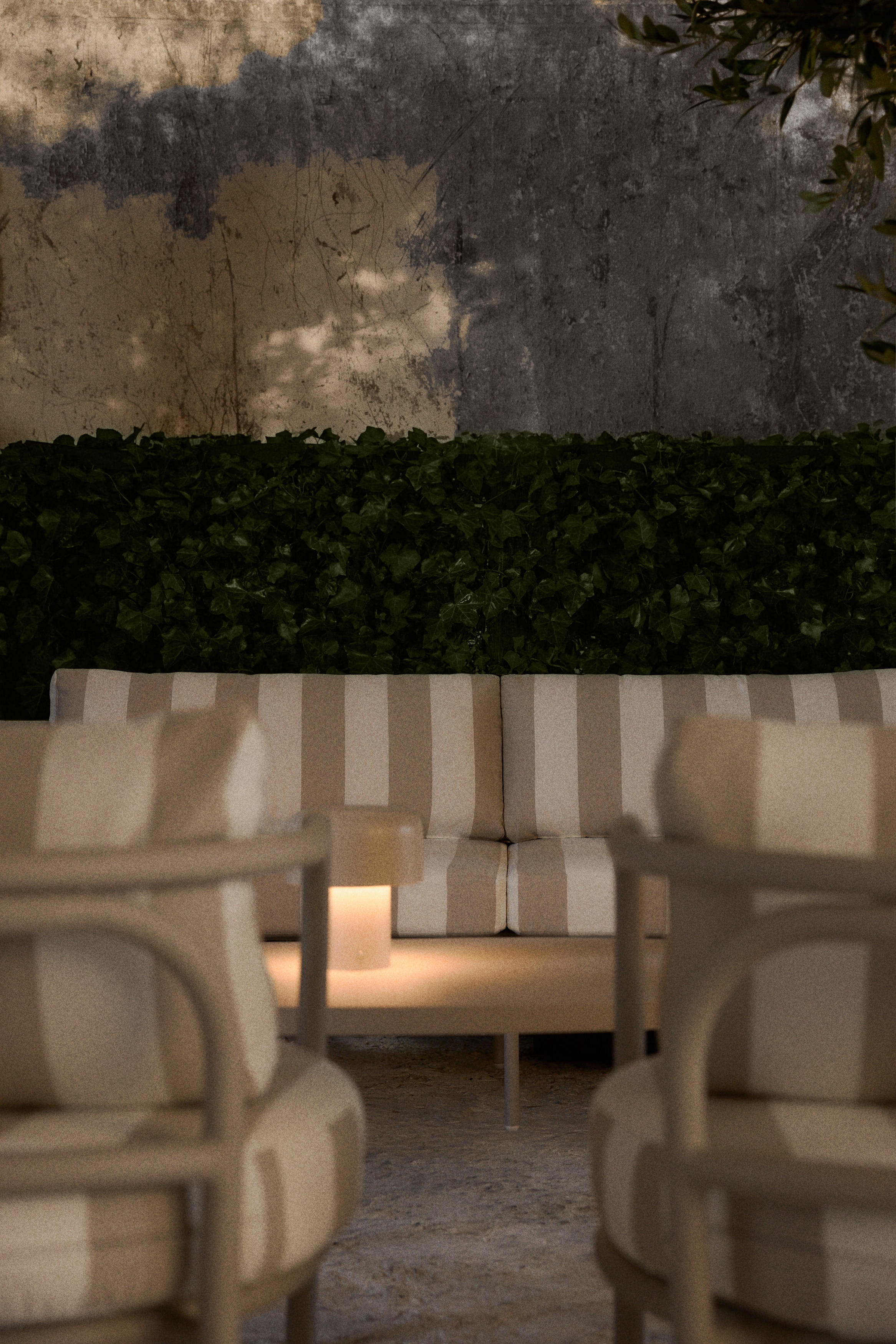 3-personers Udendørs Sofa - Aluminium, Beige