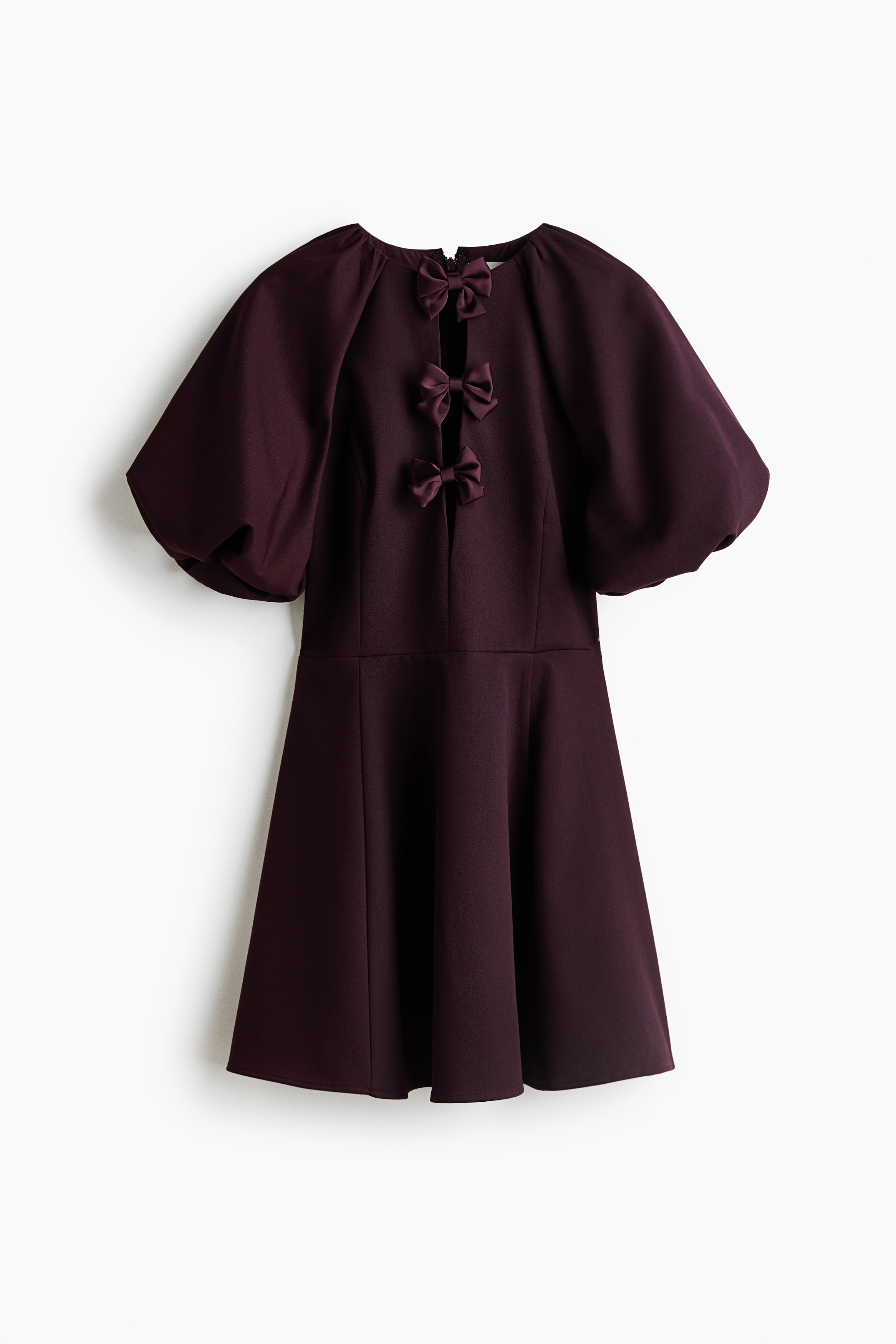 Bow-detail balloon-sleeved dress