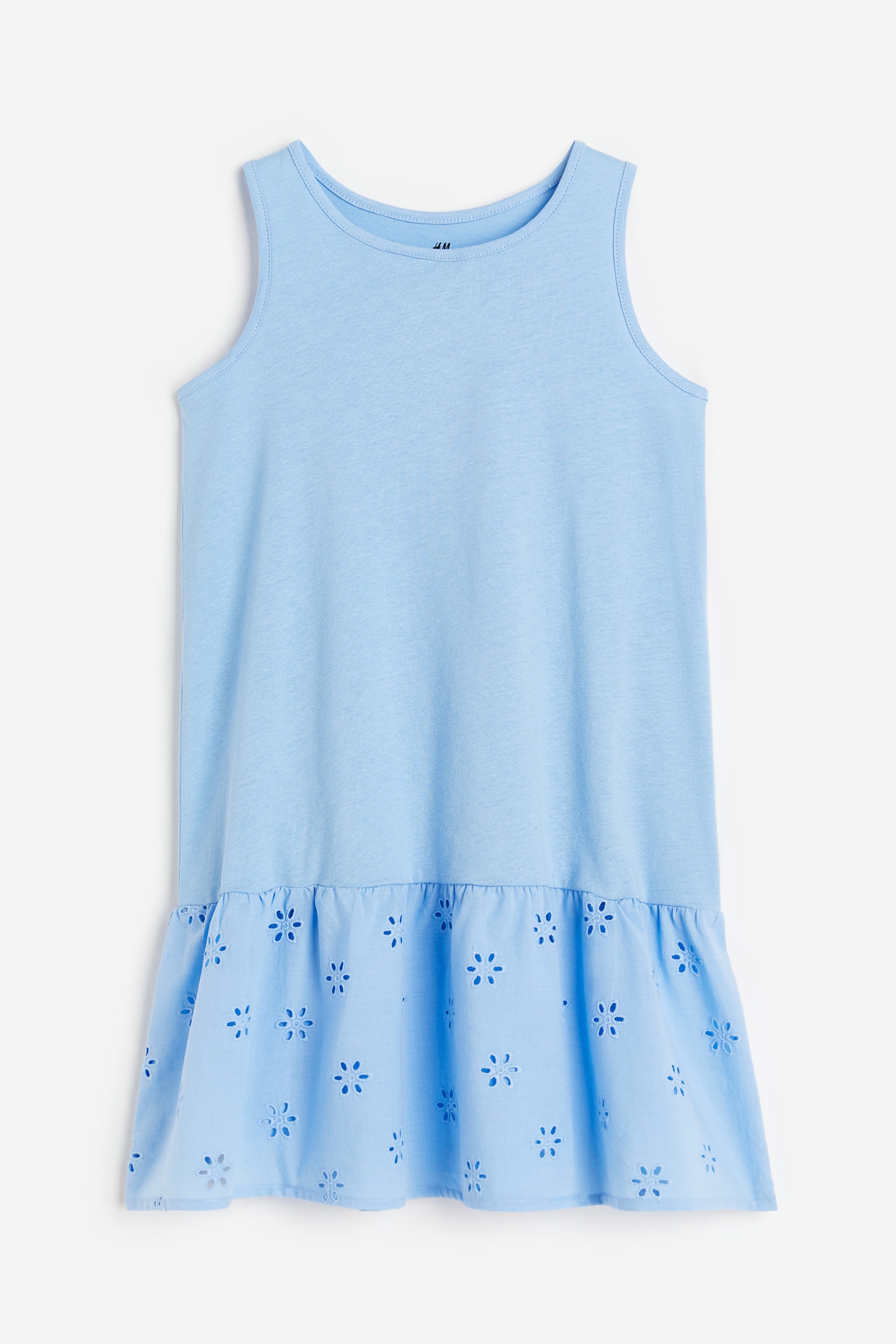 A-line cotton dress - Light blue/White/Light pink - 1