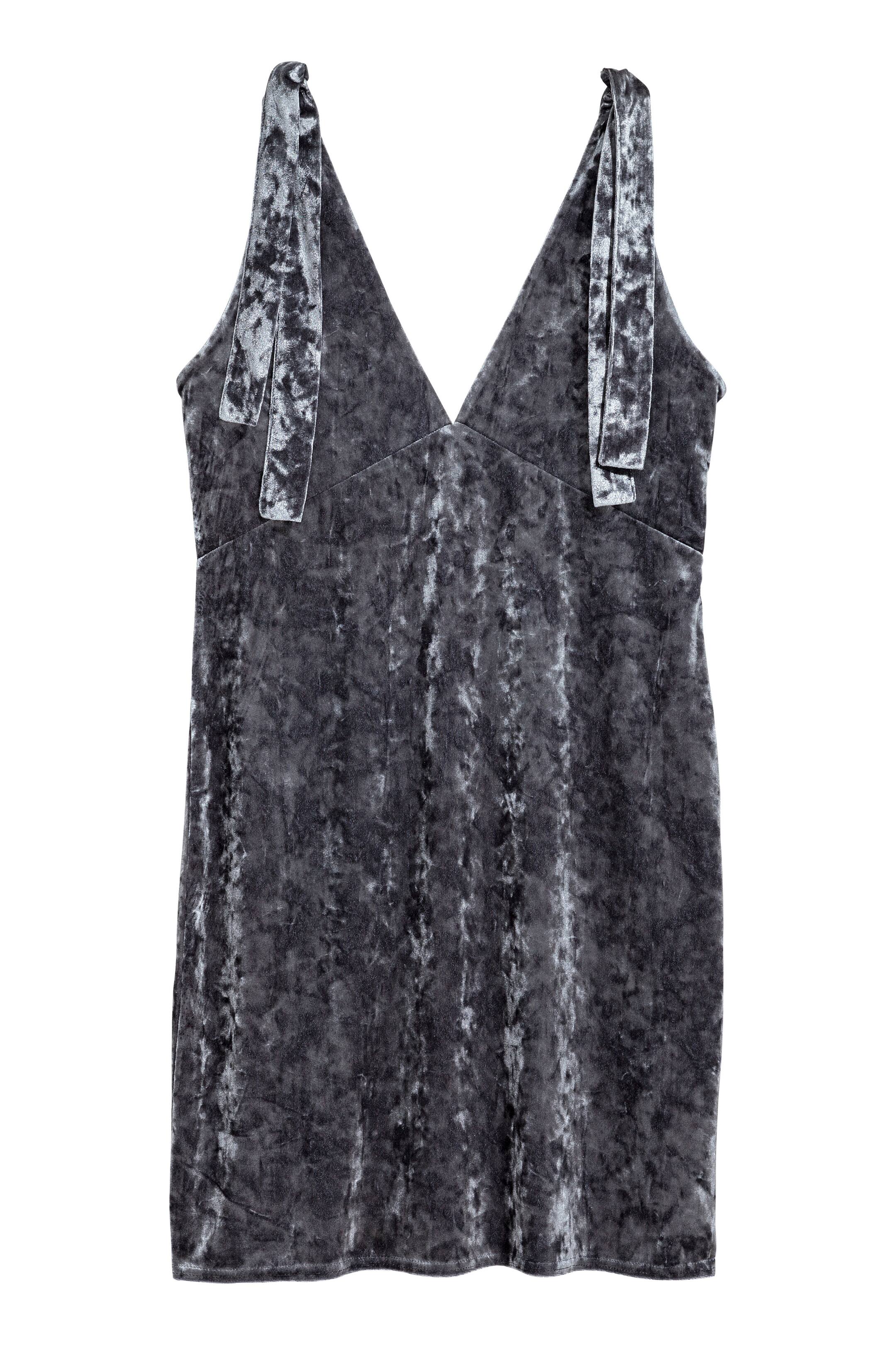 Agrandir l'image: Robe en velours frappé - Gris foncé - FEMME | H&M FR 1