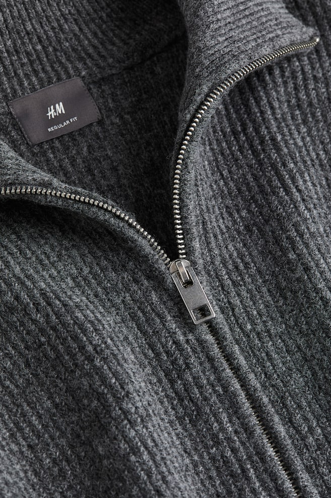 Regular Fit Cable-knit cardigan - Grey marl/Black - 5