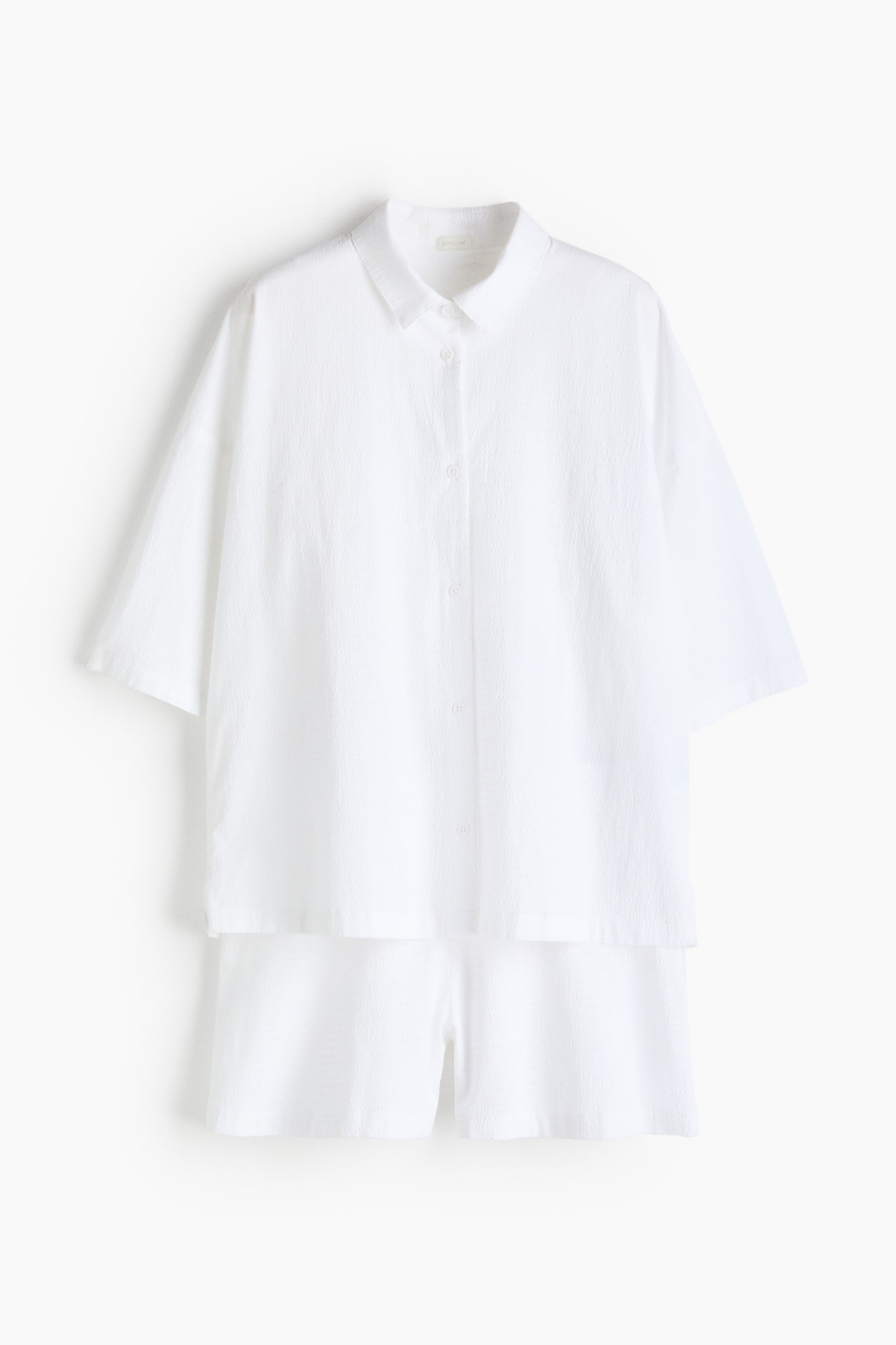 Pijama en seersucker de algodón - Blanco/Beige claro/Blanco - 1