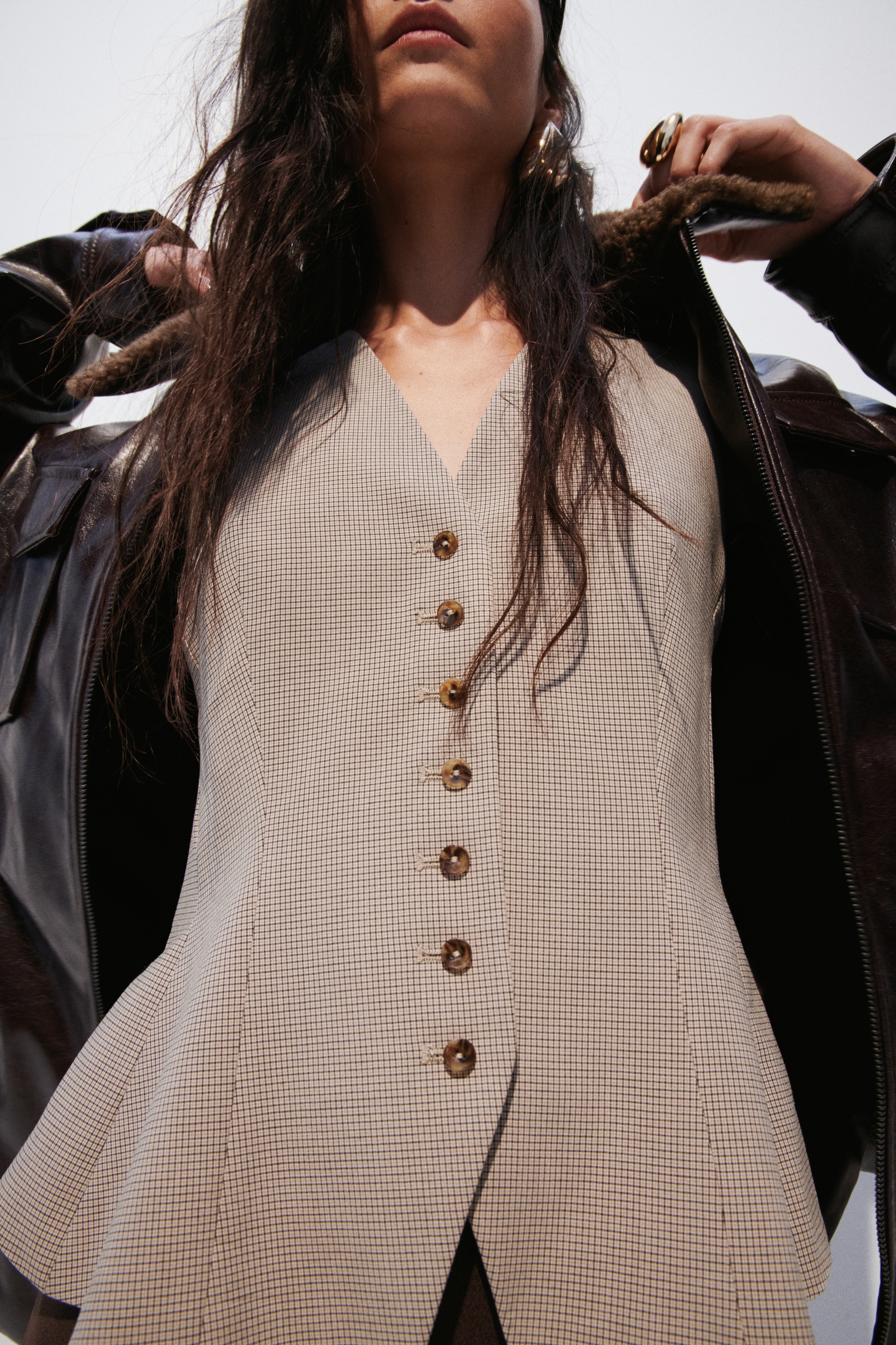 Peplum Vest - Beige