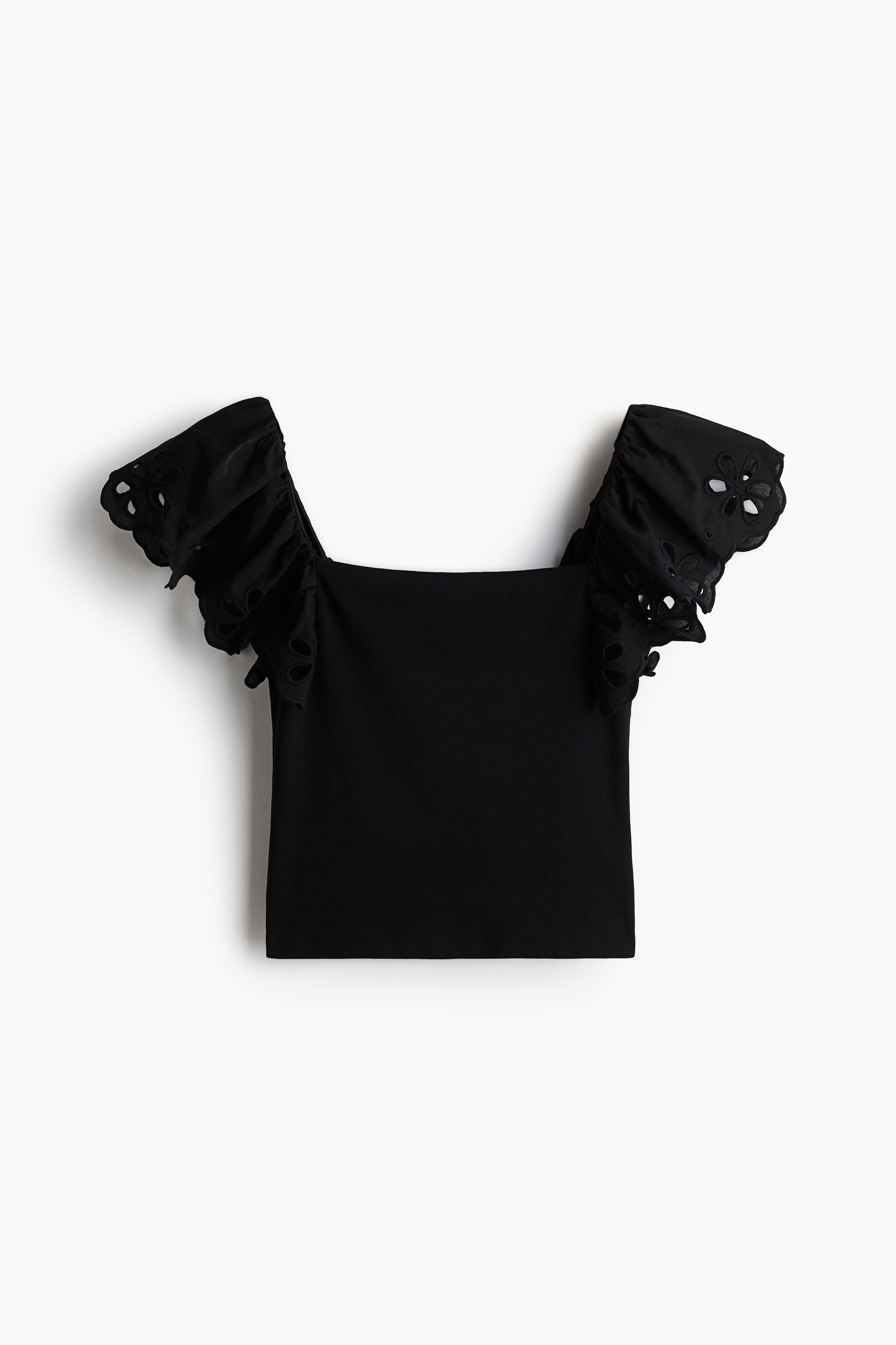Ribbed Top with Eyelet Embroidered Detail from H&M - $17.99
