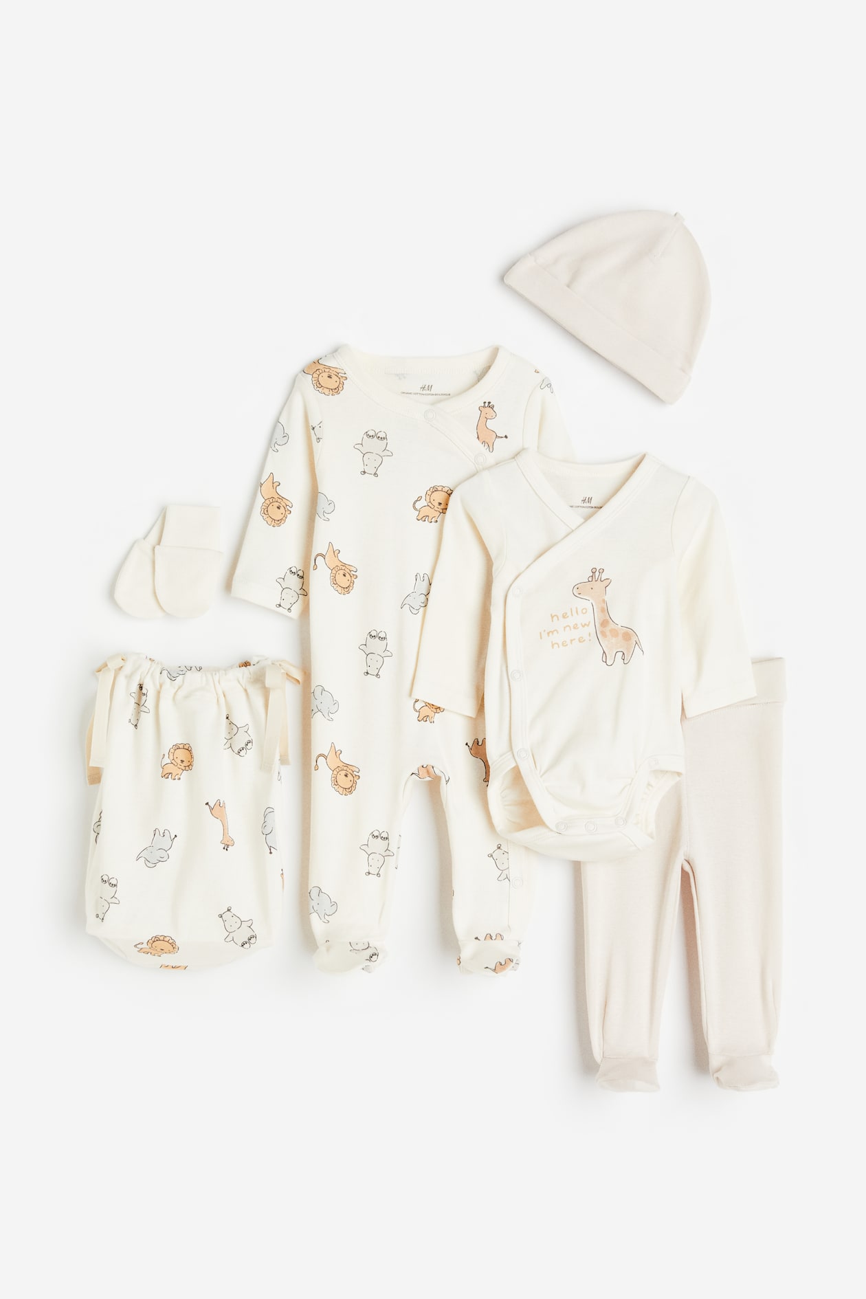 5-pack Cotton Set with Gift Bag - Natural white/animals - Kids | H&M US