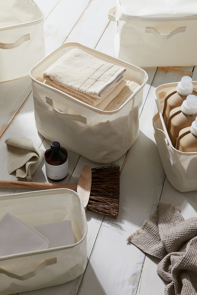 Cotton twill storage basket - White - 2