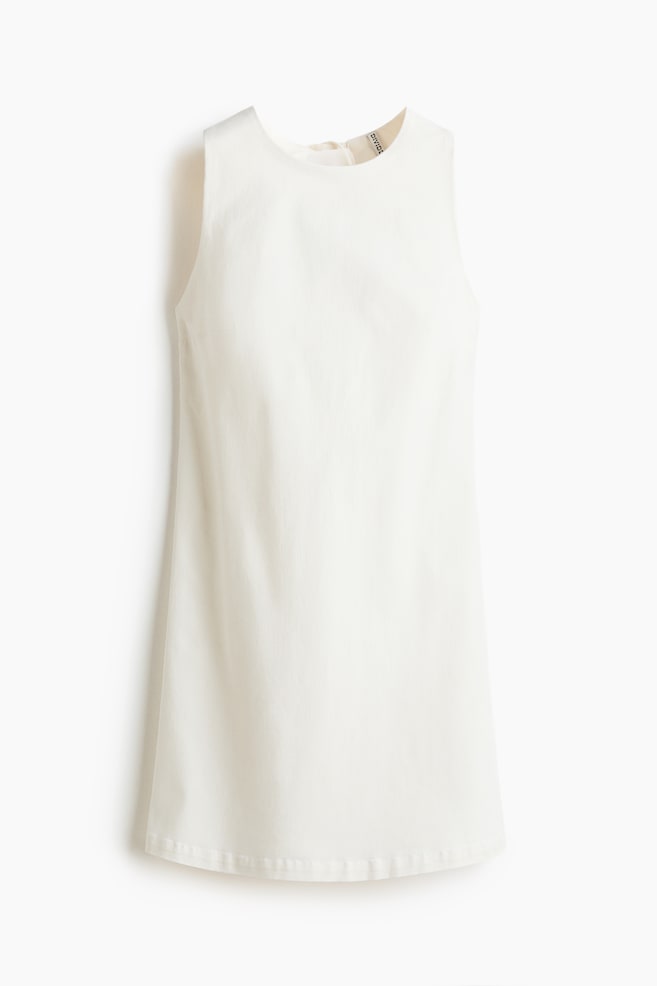 Open-back twill dress - Cream/Light beige/Patterned - 1