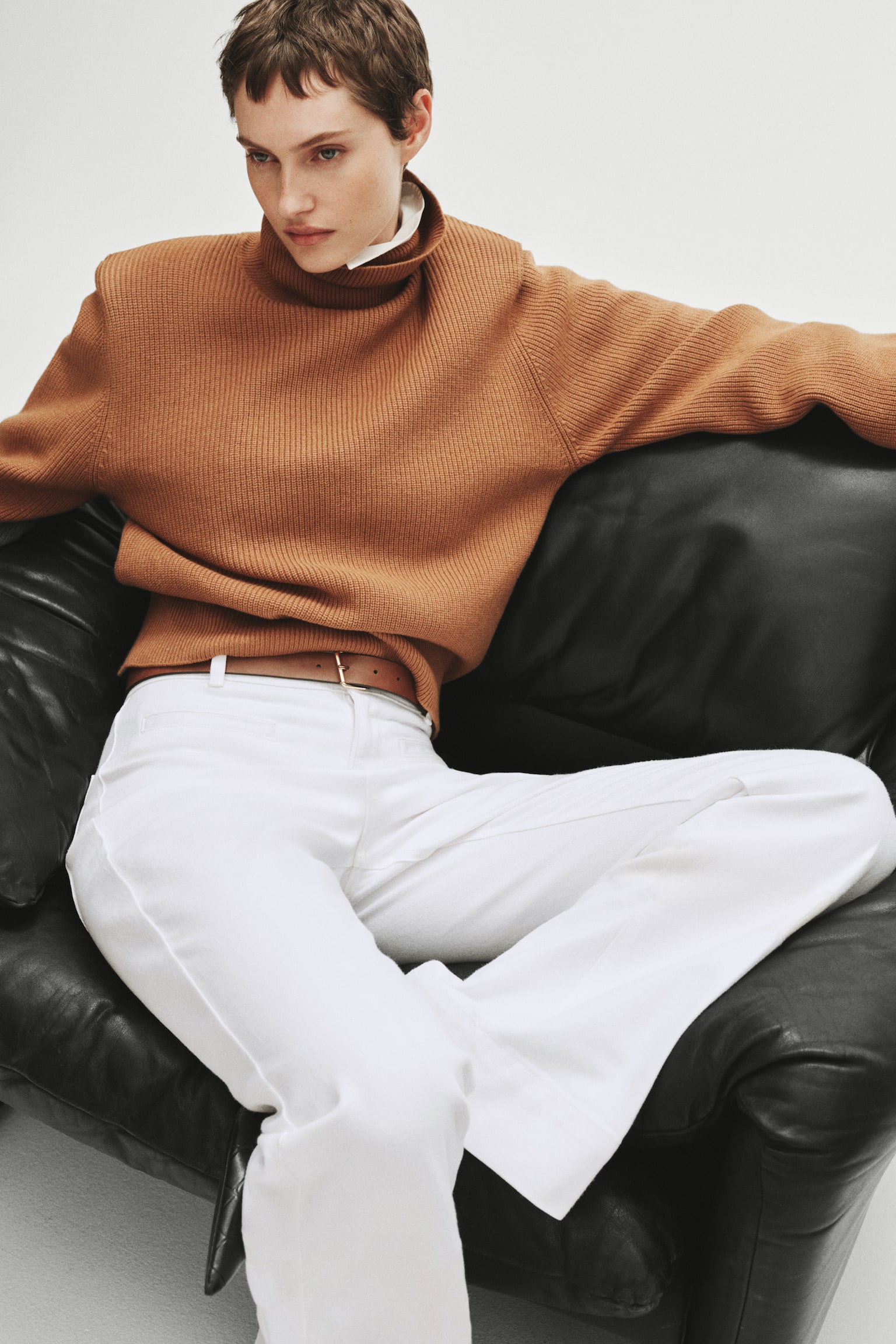 Flared twill trousers - White - 6