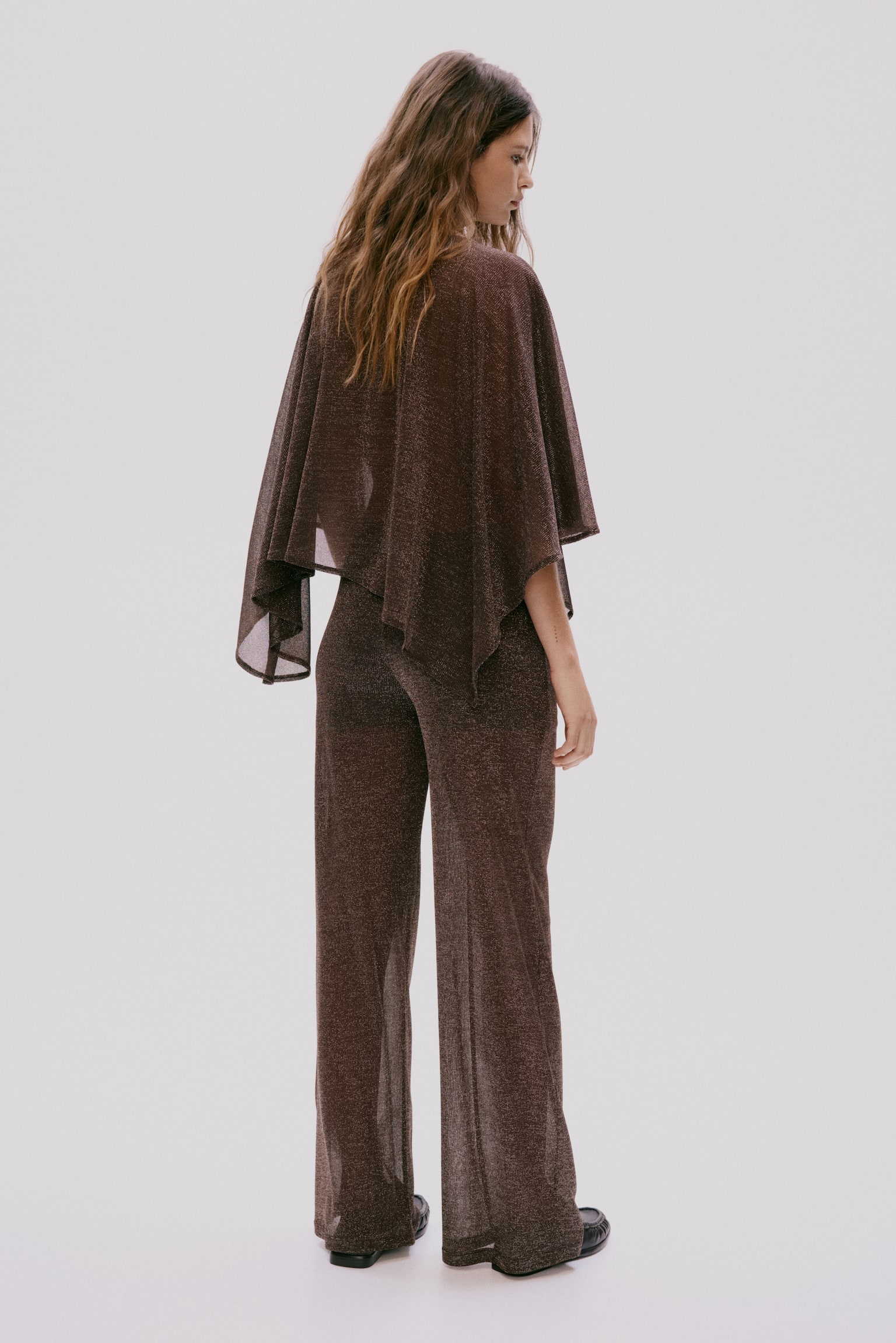 Glittery cape top - Dark brown - 4