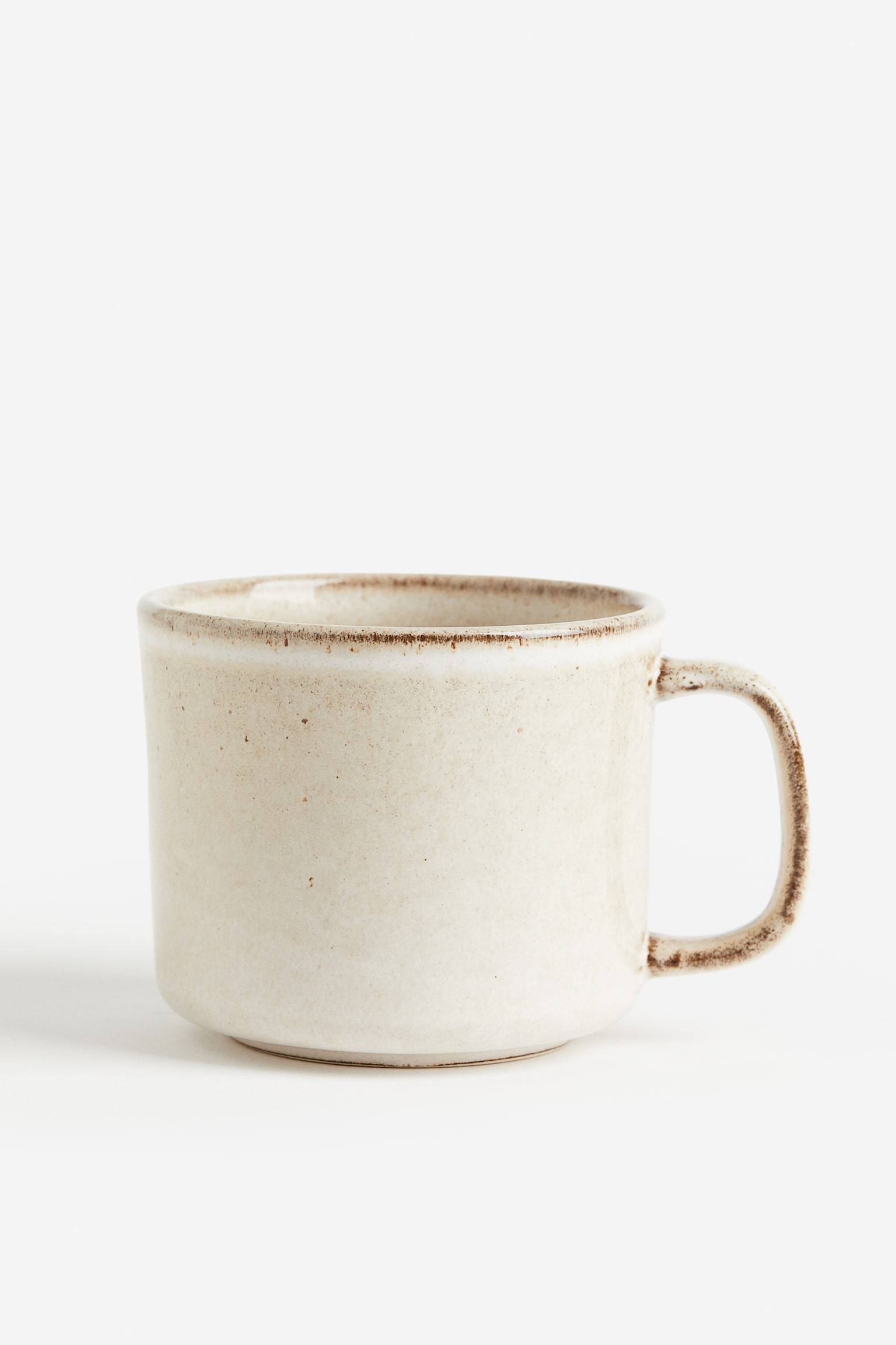 Reactive-glaze stoneware mug - Light beige/Red/Green-beige - 1