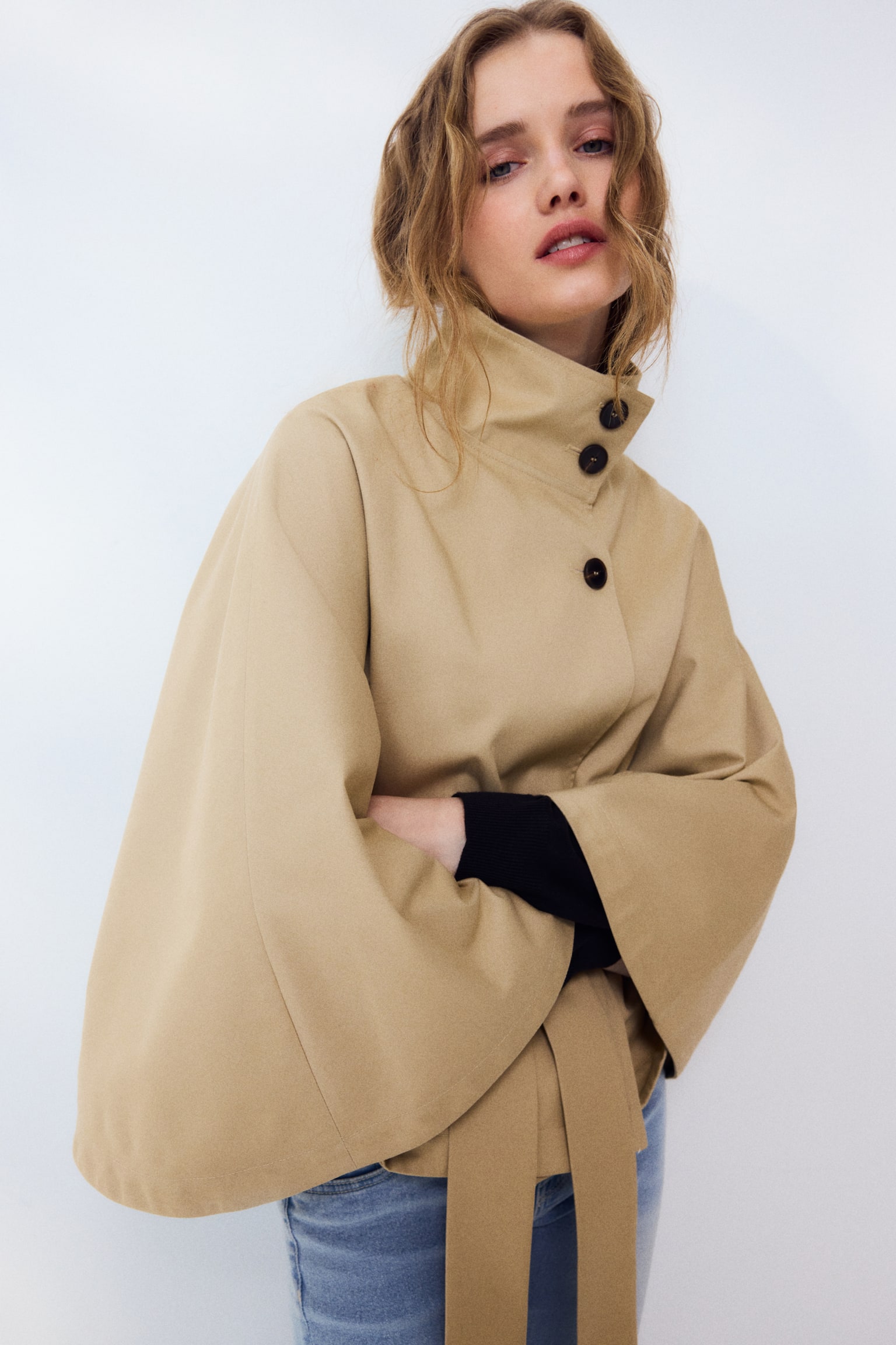 Twill cape jacket - Beige - 4
