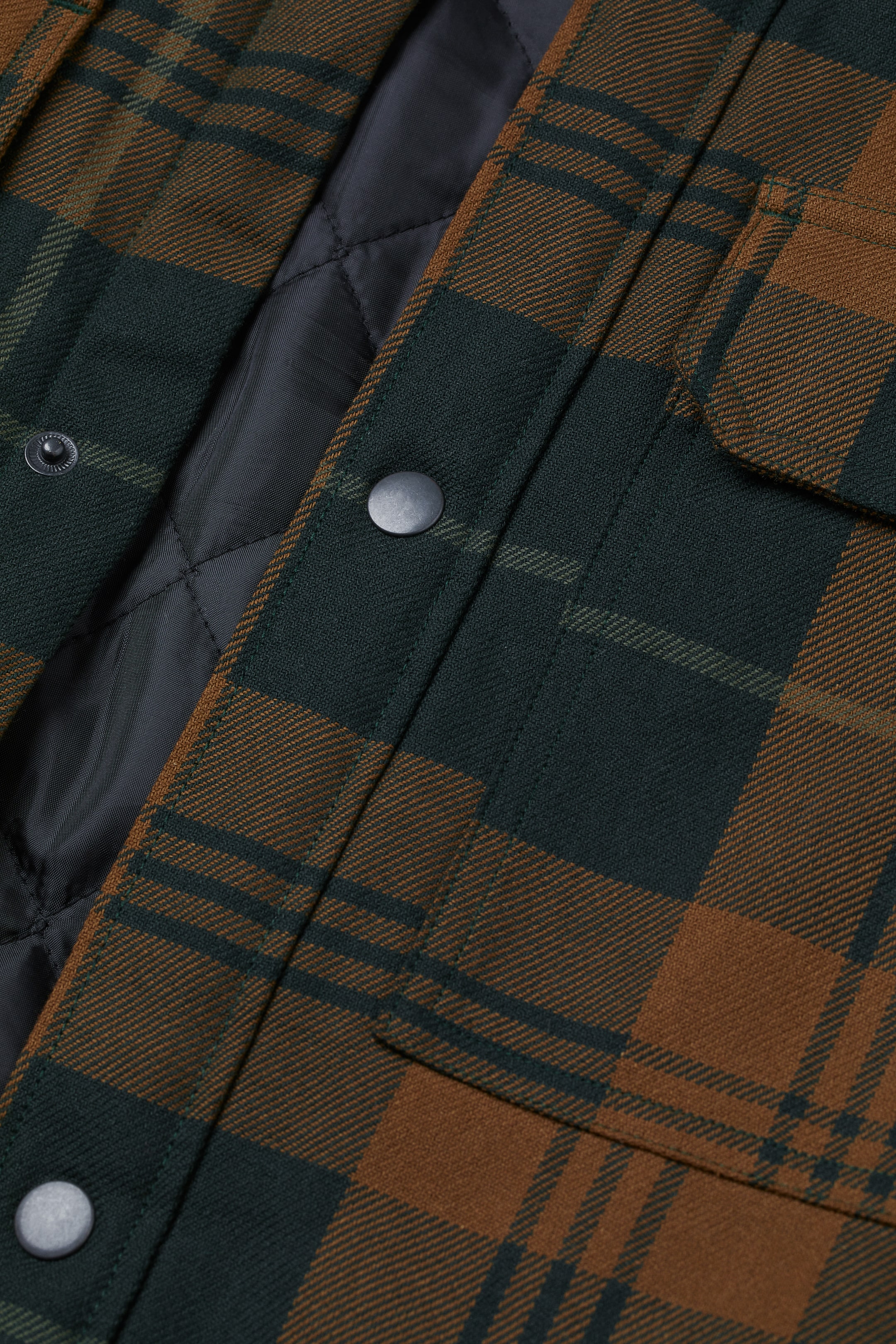 View larger image: THERMOLITE® Relaxed Fit Padded overshirt - Khaki green/Brown checked - Men | H&M IN 3