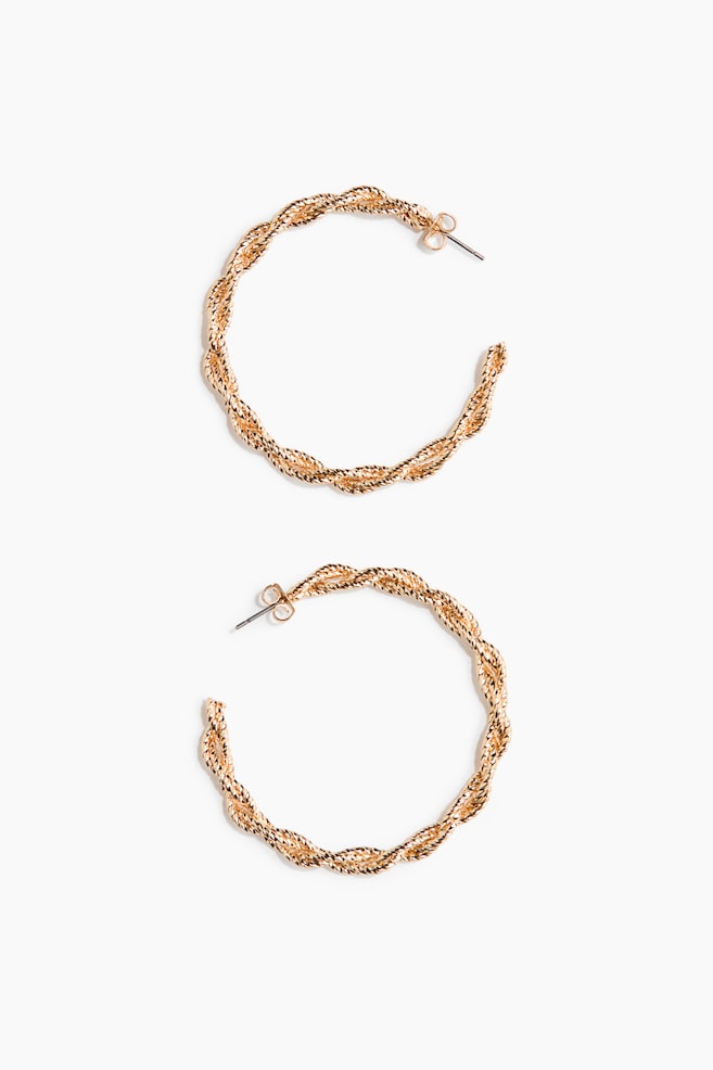 Twisted hoop earrings - Gold-coloured - 1