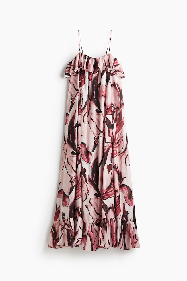 Ausgestelltes Maxikleid - Hellrosa/Geblümt - 1
