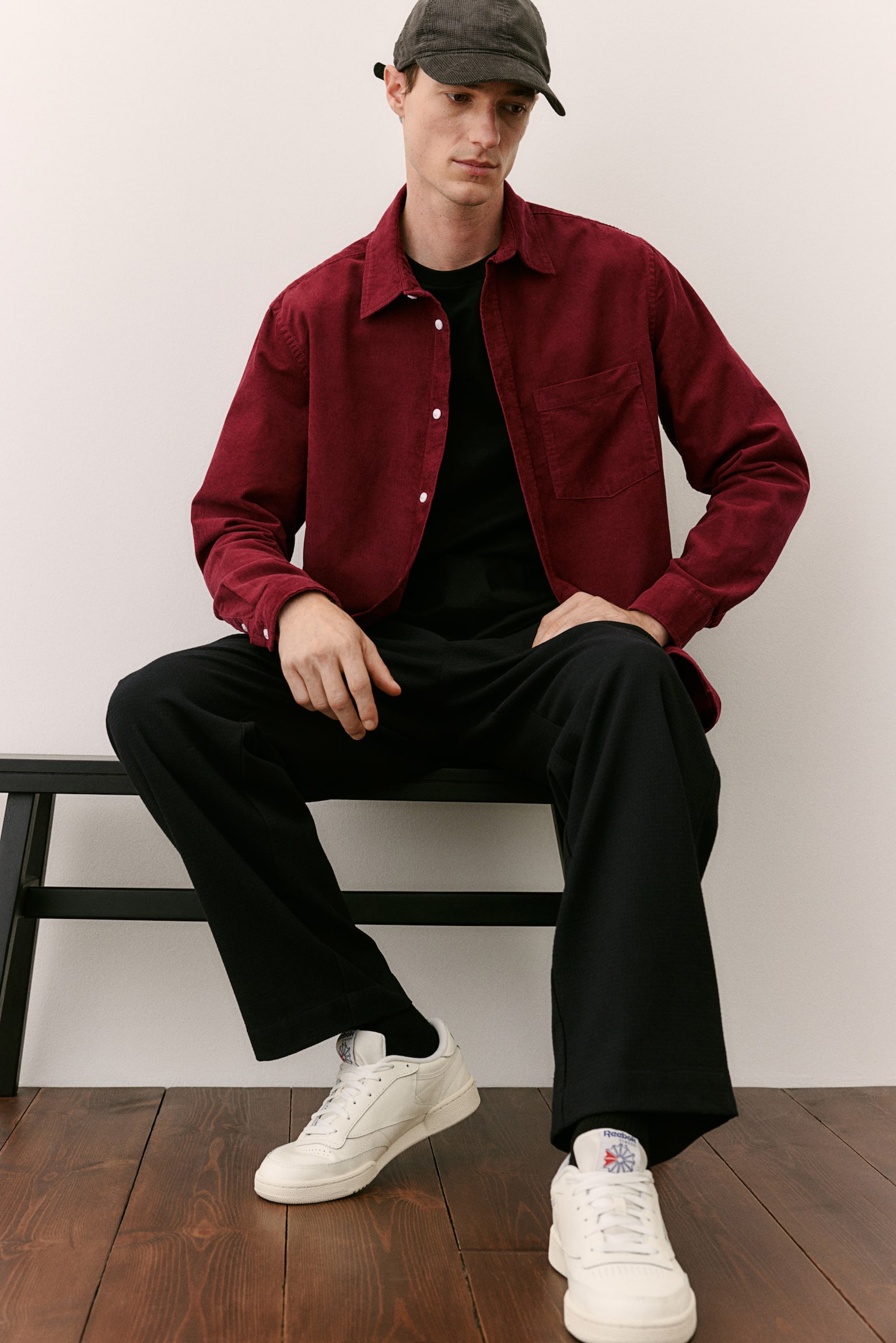 Regular Fit Corduroy shirt - Burgundy/Navy blue/Dark khaki green/Black/Dark brown/Light beige/White - 6