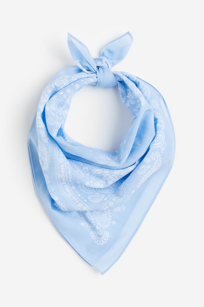 Bomullsscarf - Ljusblå/Paisleymönstrad - 1