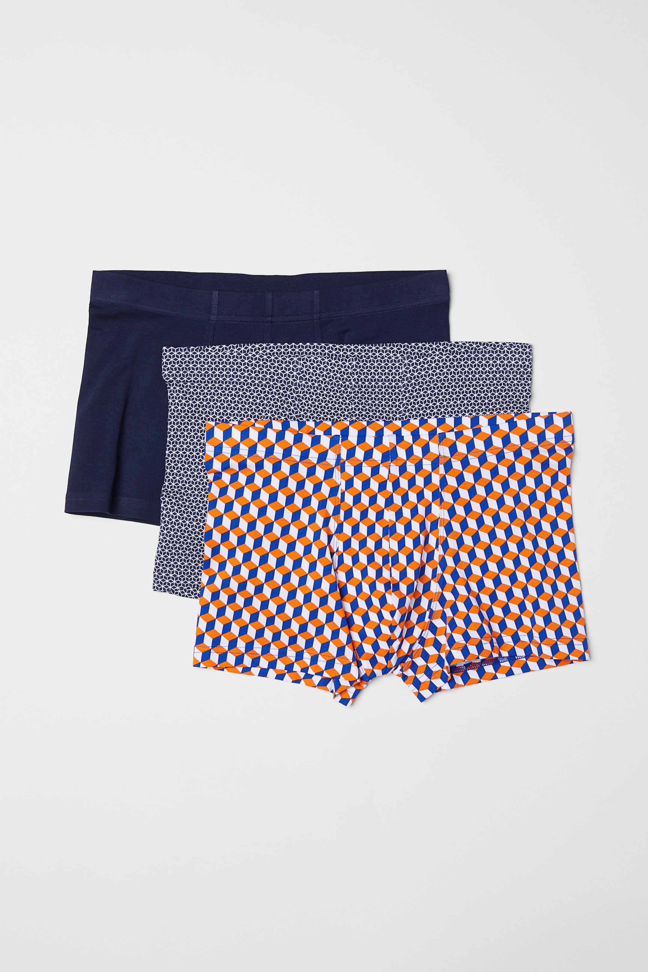 View larger image: 3-pack short cotton trunks - Blue/Patterned - Men | H&M IN 1