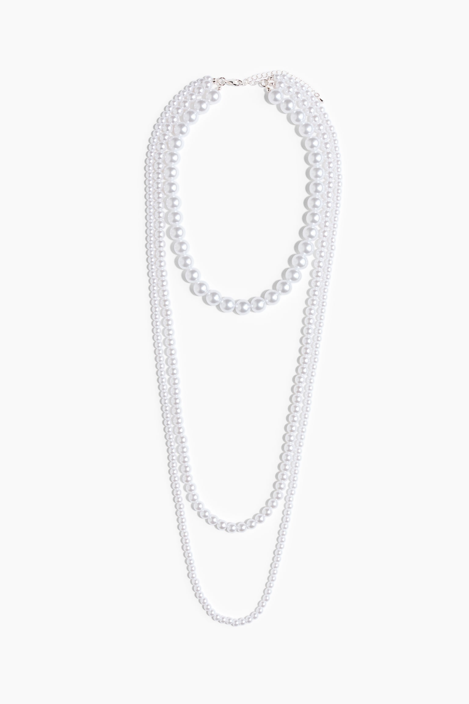 Three-strand beaded necklace - White - 2