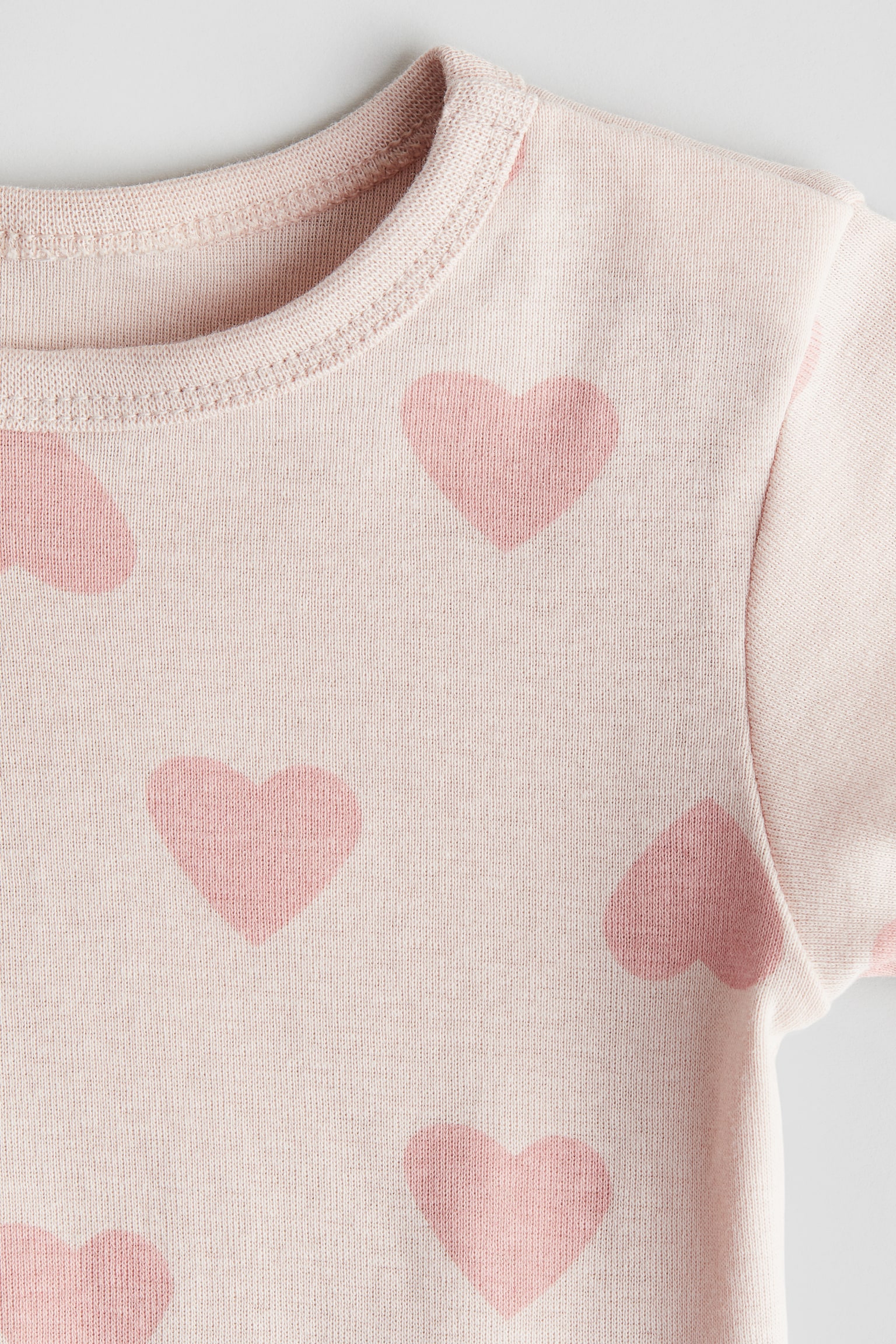 Cotton bodysuit - Light pink/Hearts/Cream/Dinosaurs - 2