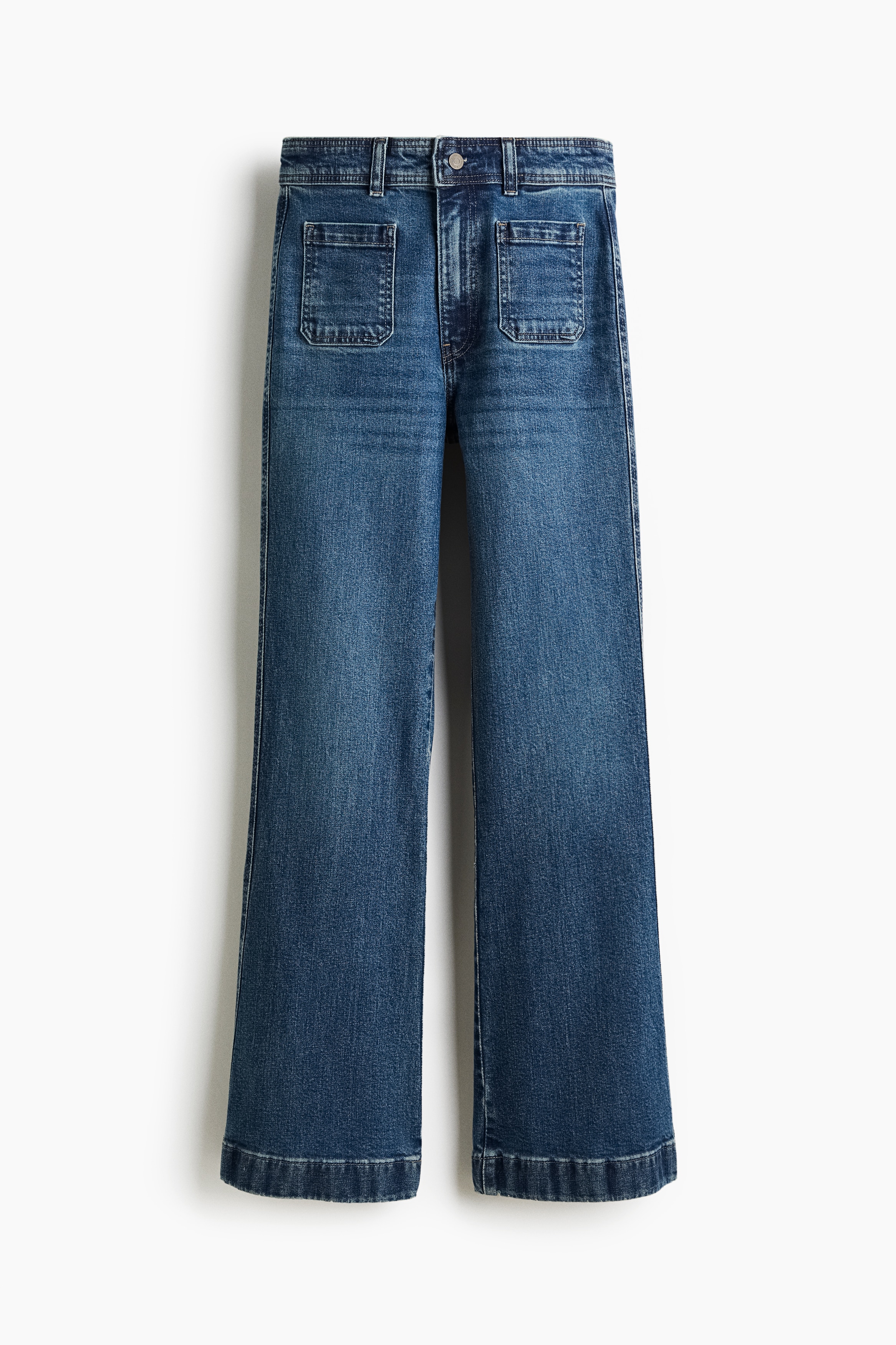 Flared High Jeans - Mørk denimblå/Brun/Leopardmønster/Denimblå/Mørk denimblå/Ferskenrosa/Hvid/Hvid/Mørk denimblå