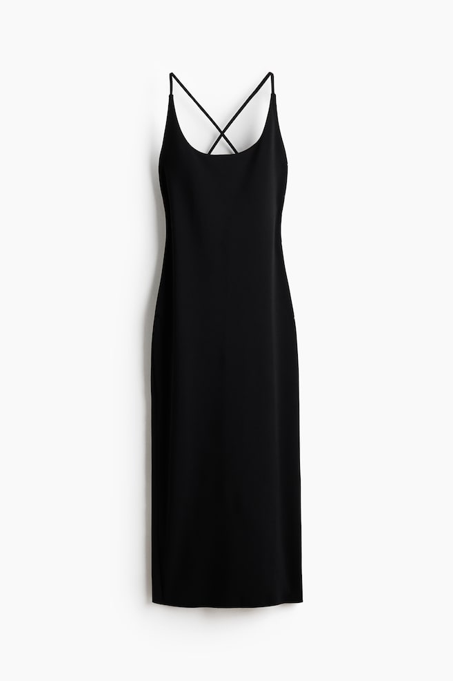 Midi-Kleid mit U-Ausschnitt - Schwarz - 1