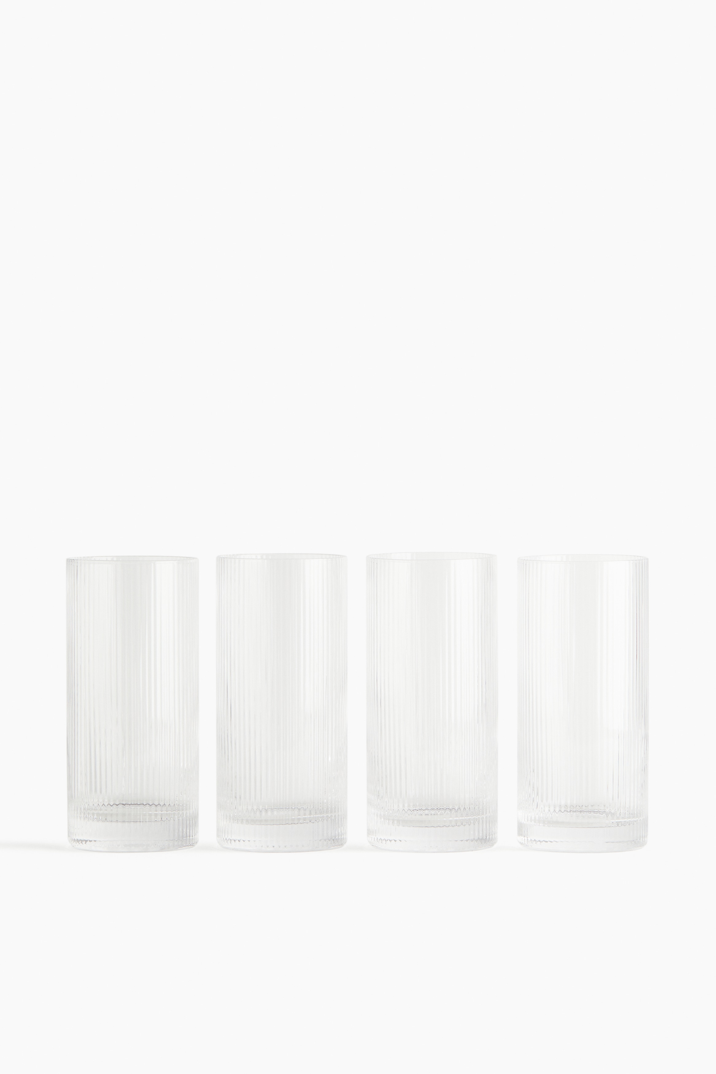 H&M Home  - 4-pack fluted highball glasses - Clear glass