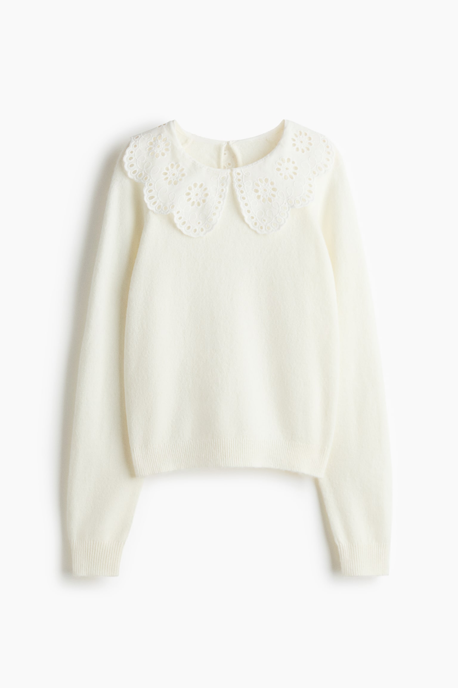 Lace-collared jumper - White
