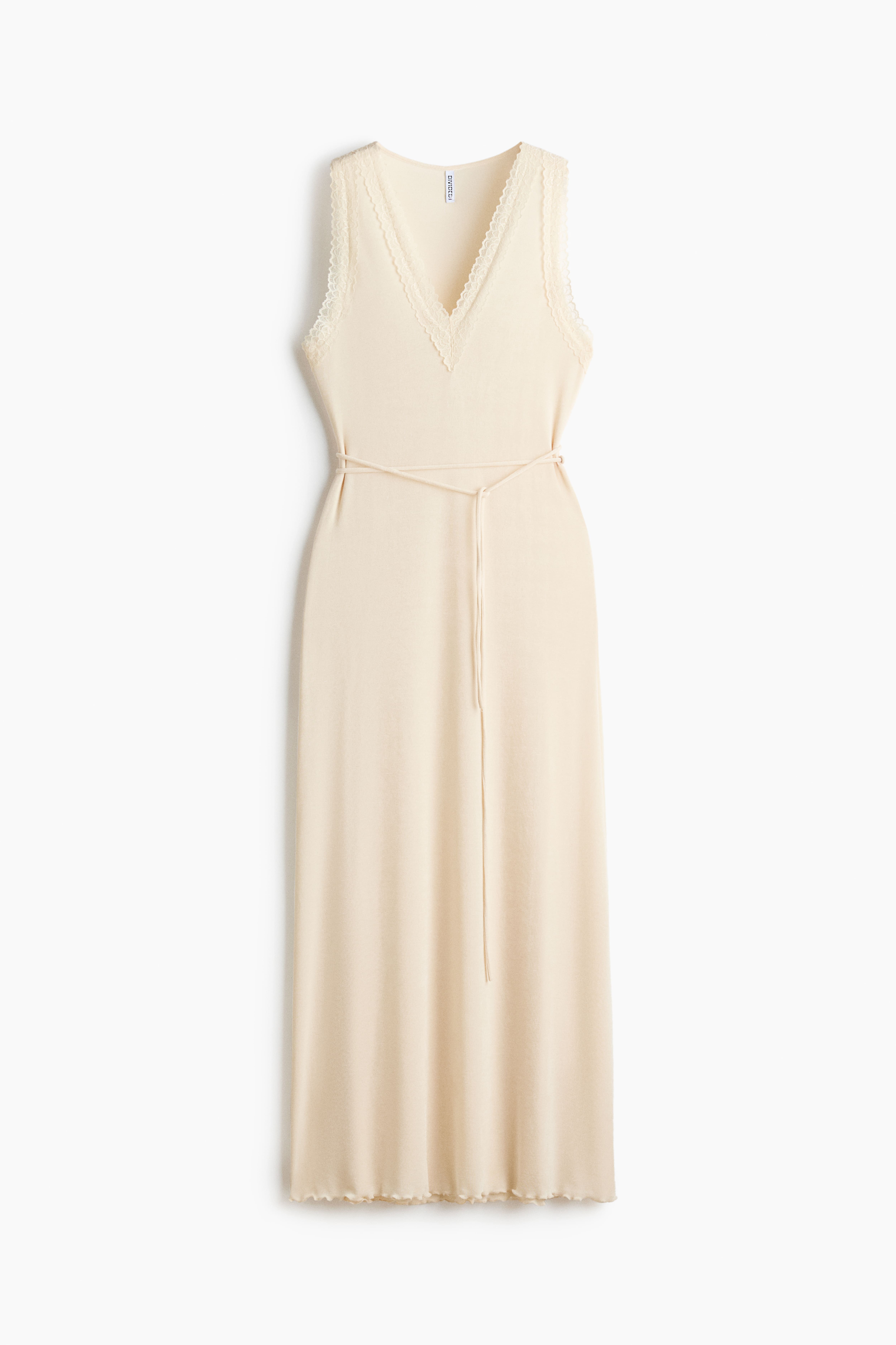 Robe avec ceinture à nouer et dentelle