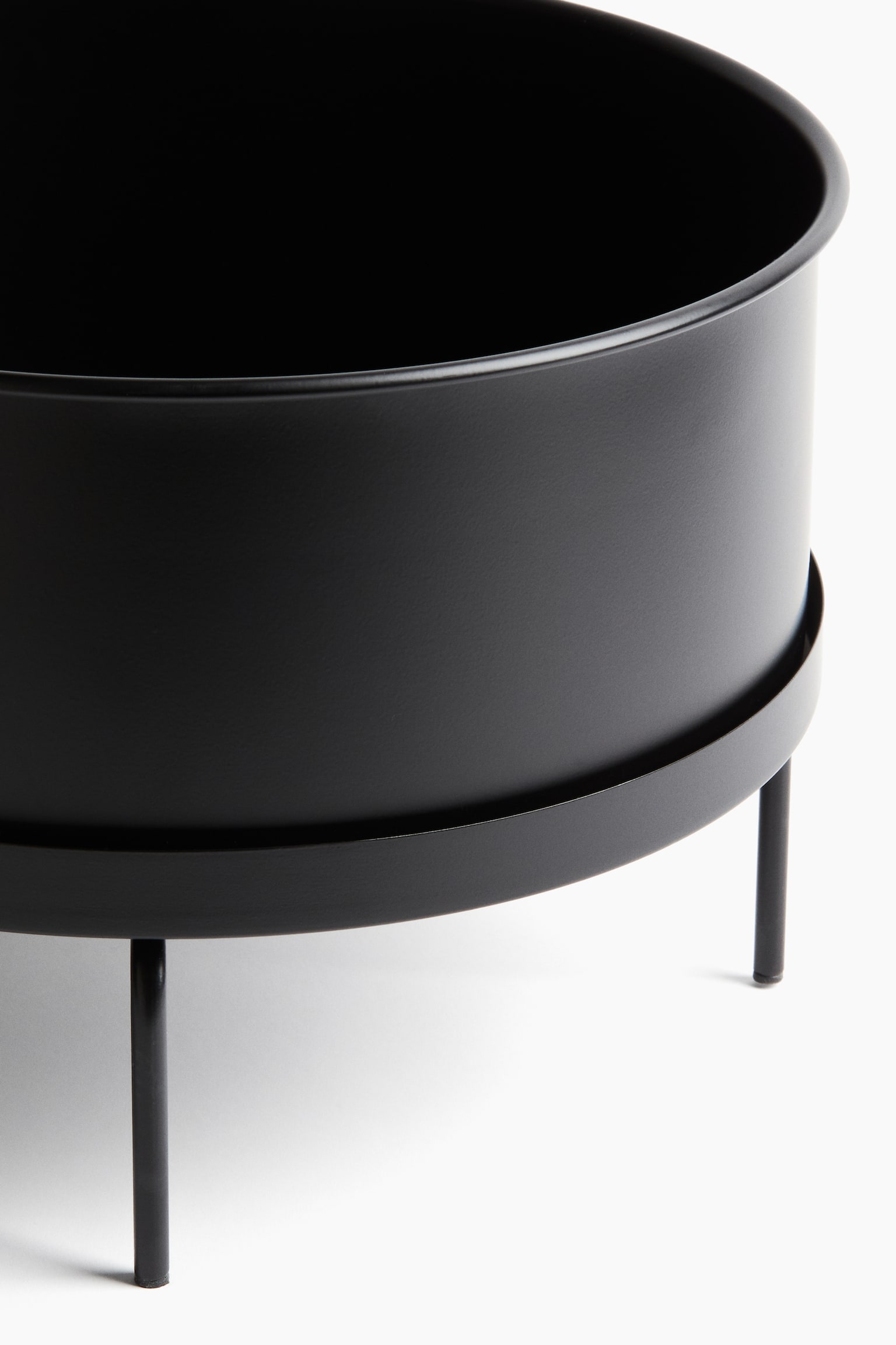 Широкий горщик для квітів на підставці - Чорний - 2