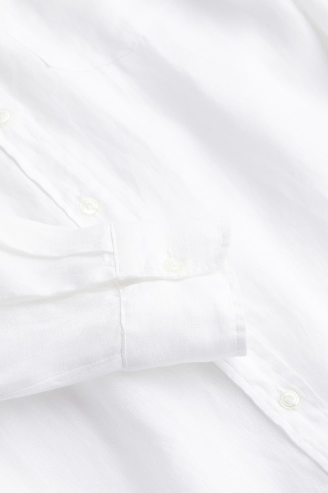 Skjorte i hør - Hvid/Sort/Lys beigemeleret/Lysegrøn/dc/dc - 8