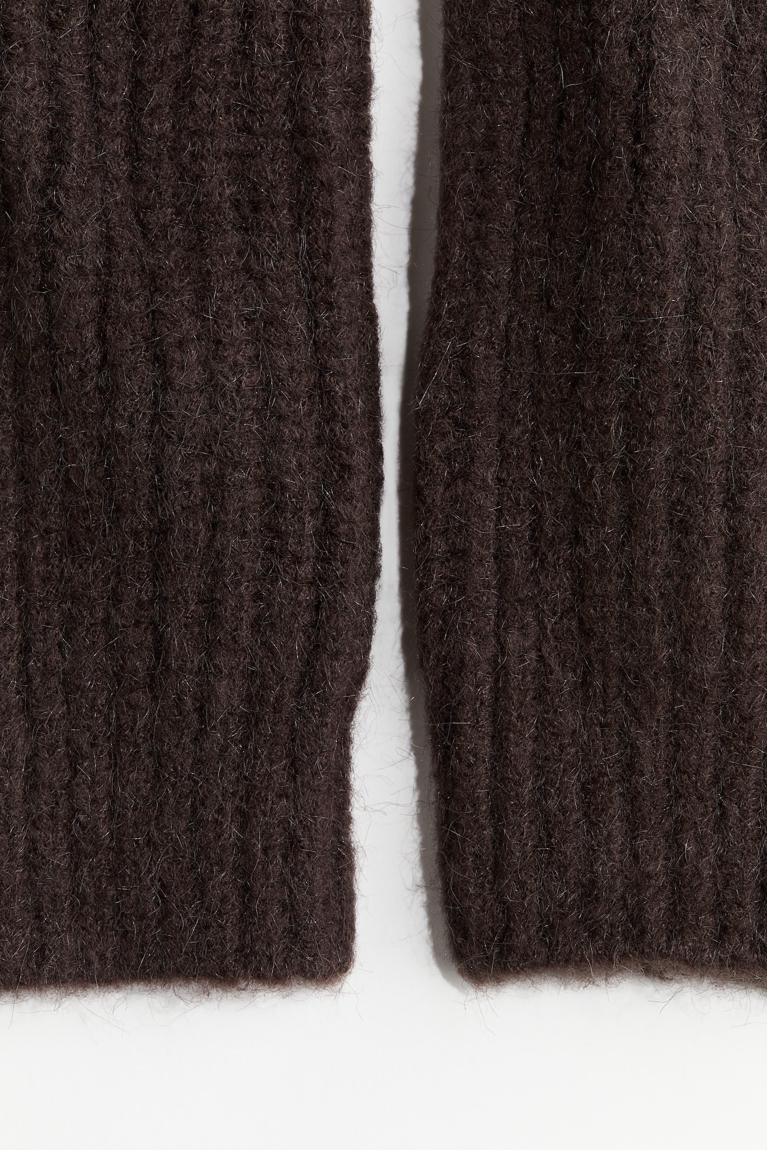 Rib-knit leg warmers - Dark brown/Beige/Black - 2