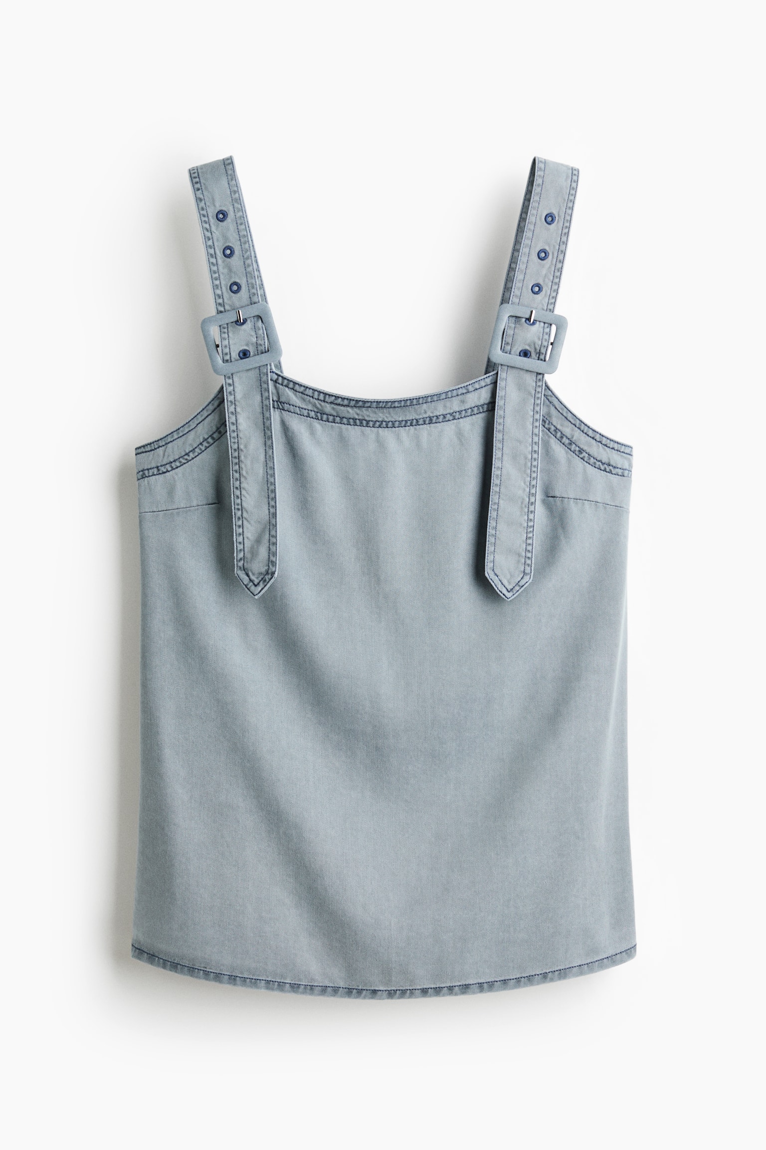 Áo denim có chi tiết mặt khoá - Màu xanh denim nhạt - 1